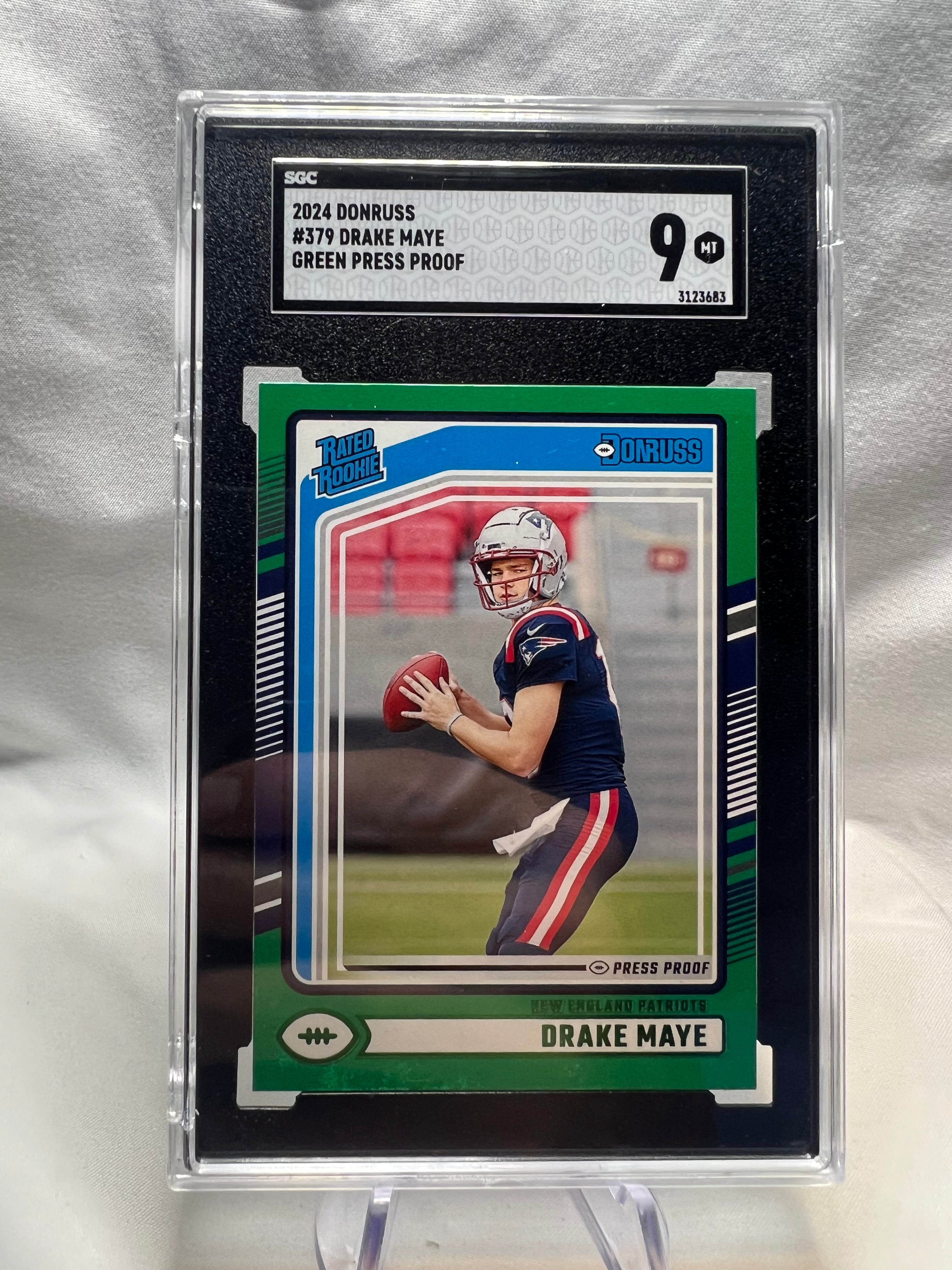 2024 Panini Donruss Drake Maye Green Press Proof RC SGC 9  Patriots