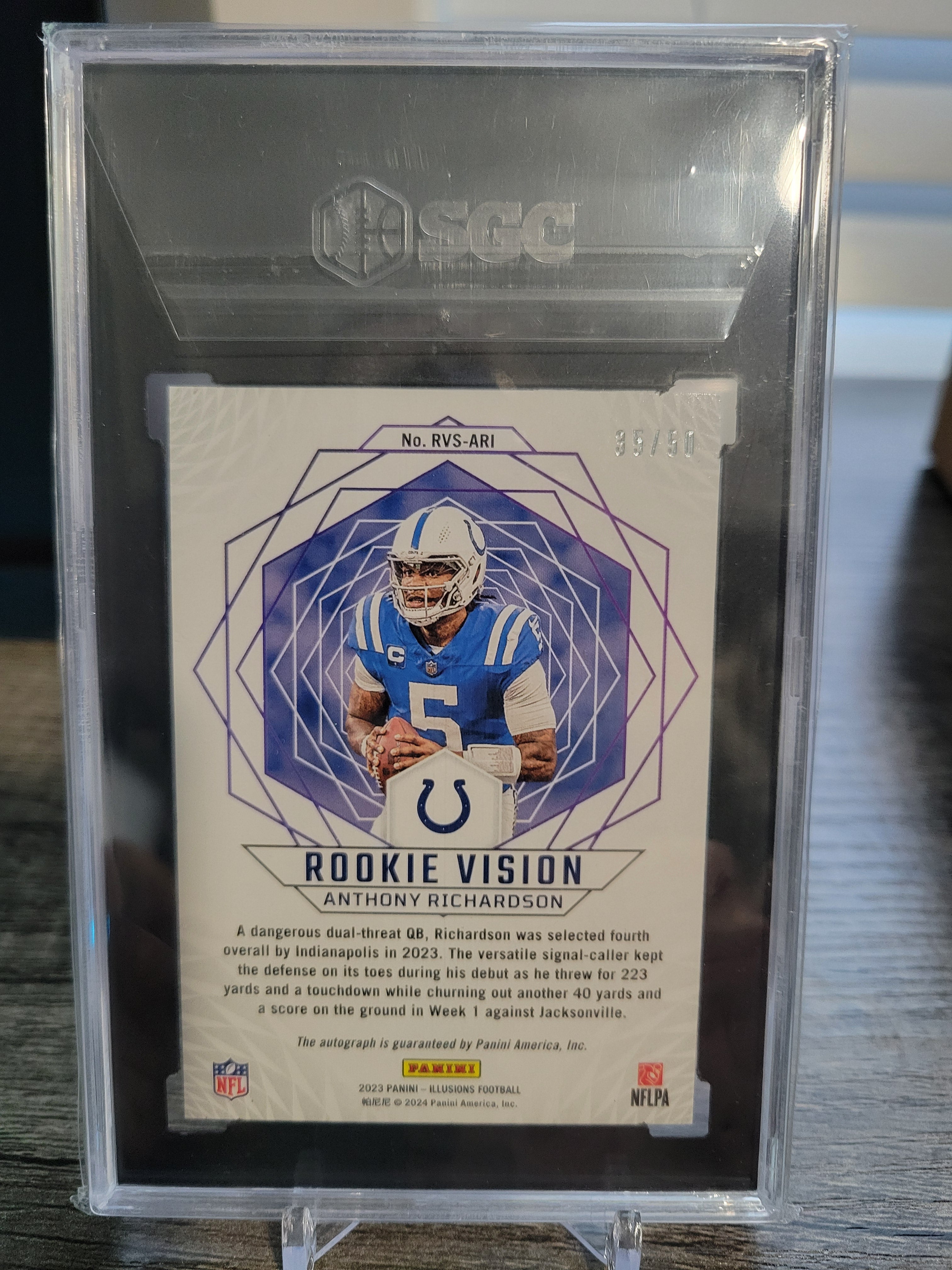 2023 Panini Illusions Anthony Richardson Rookie Vision Sig. Black 35/50 SGC 10/8.5