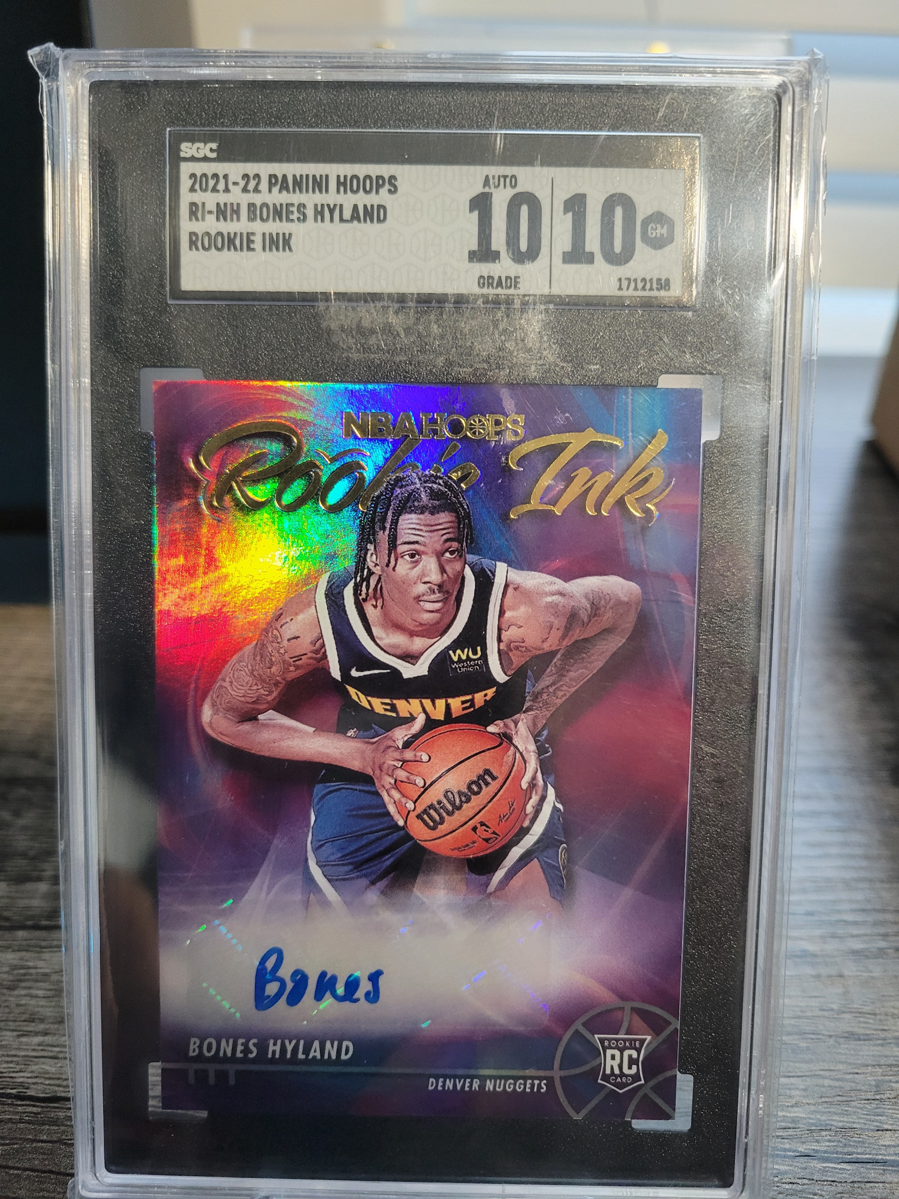 21-22 Nba Hoops Bones Hyland Rookie Ink Auto SGC  10/10
