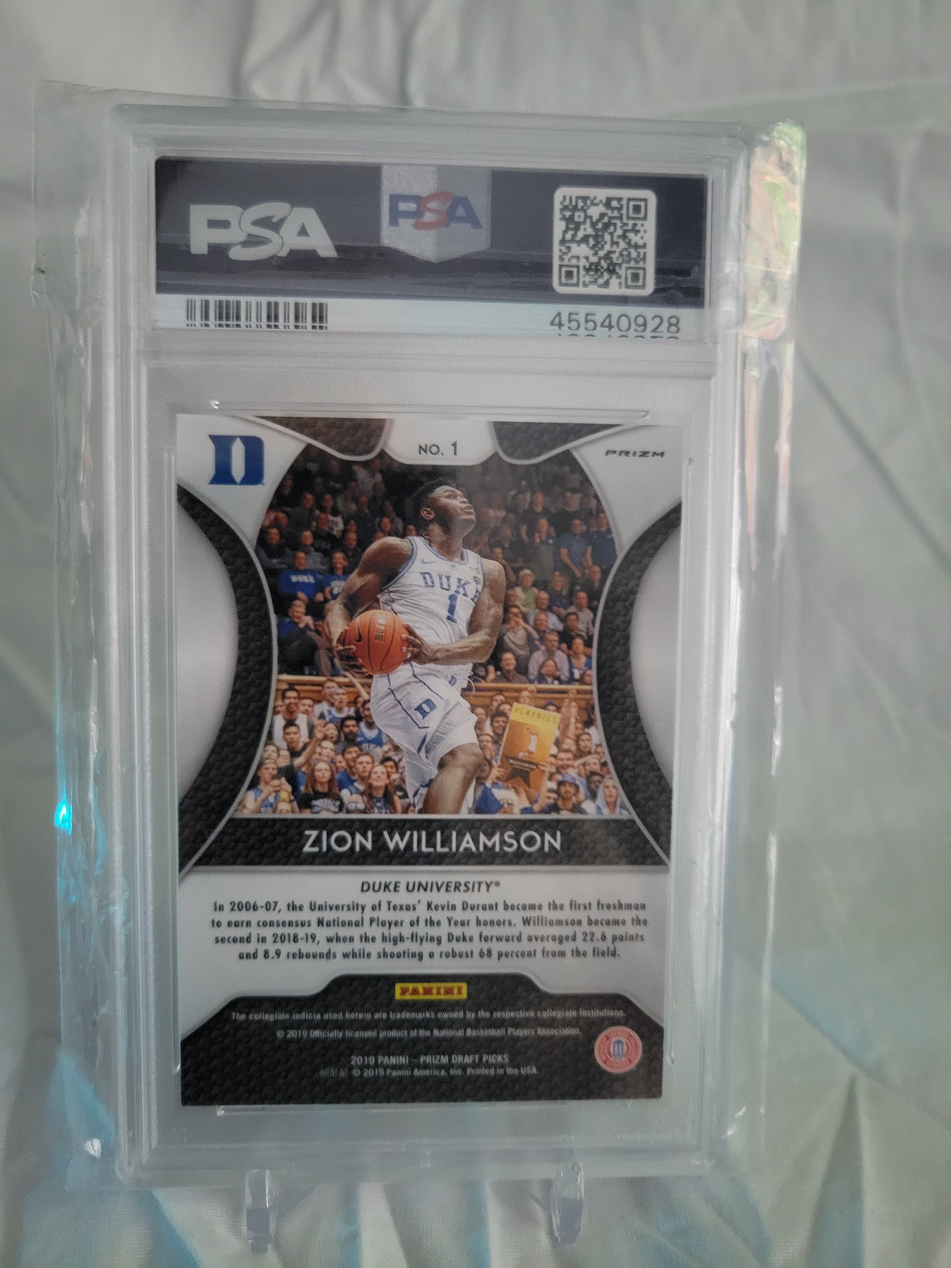 2019 Panini Prizm Dp Zion Williamson Silver Prizm PSA 10