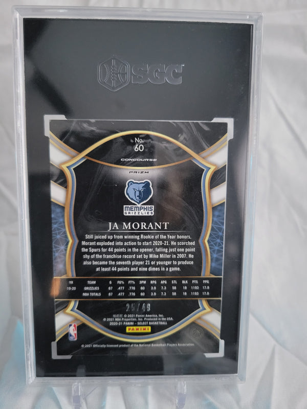 2020-21 Panini Select Ja Morant Red Disco Prizm 25/49 SGC 9.5