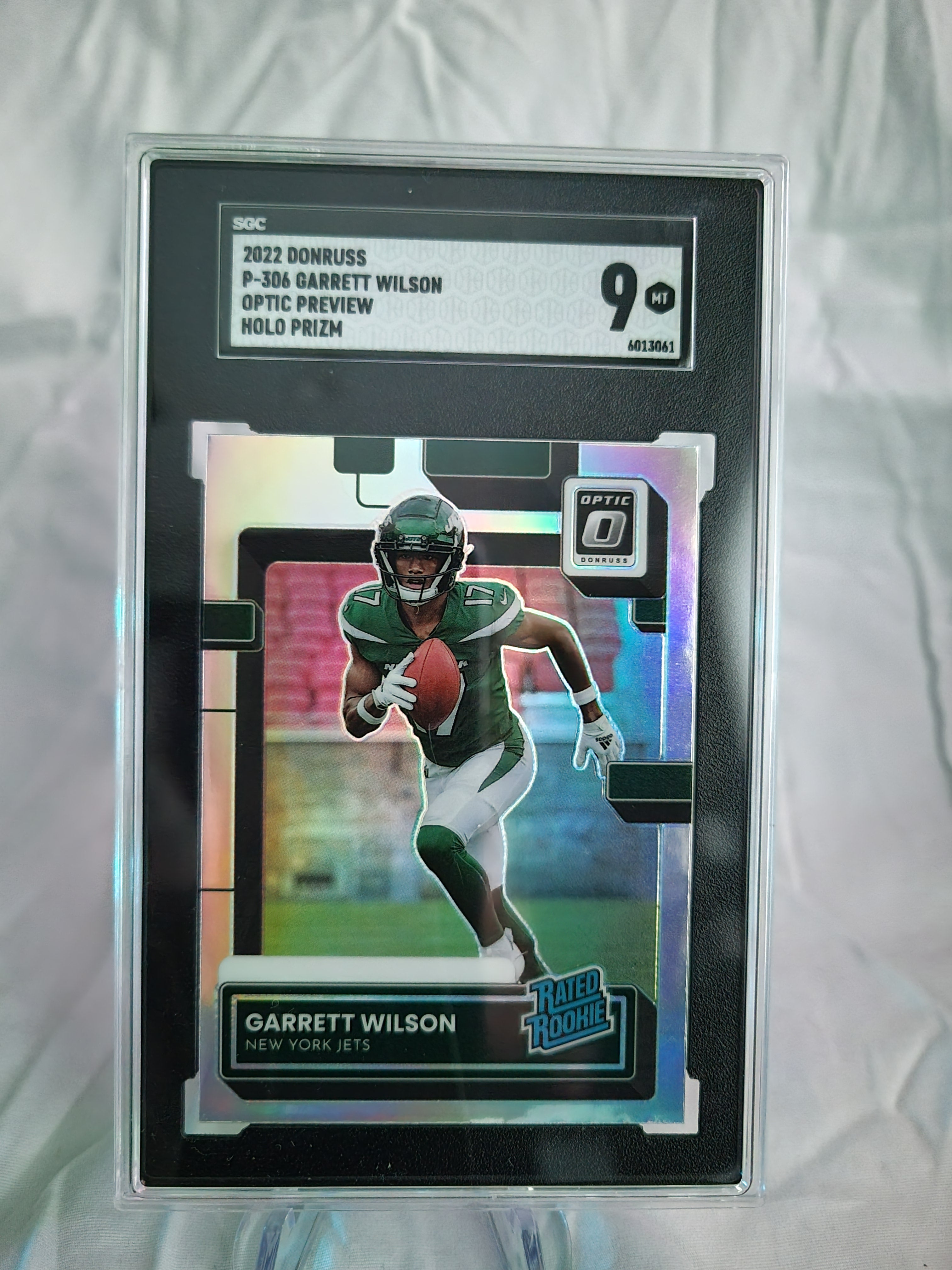 2022 Donruss Garrett Wilson Optic Preview Holo Prizm SGC 9