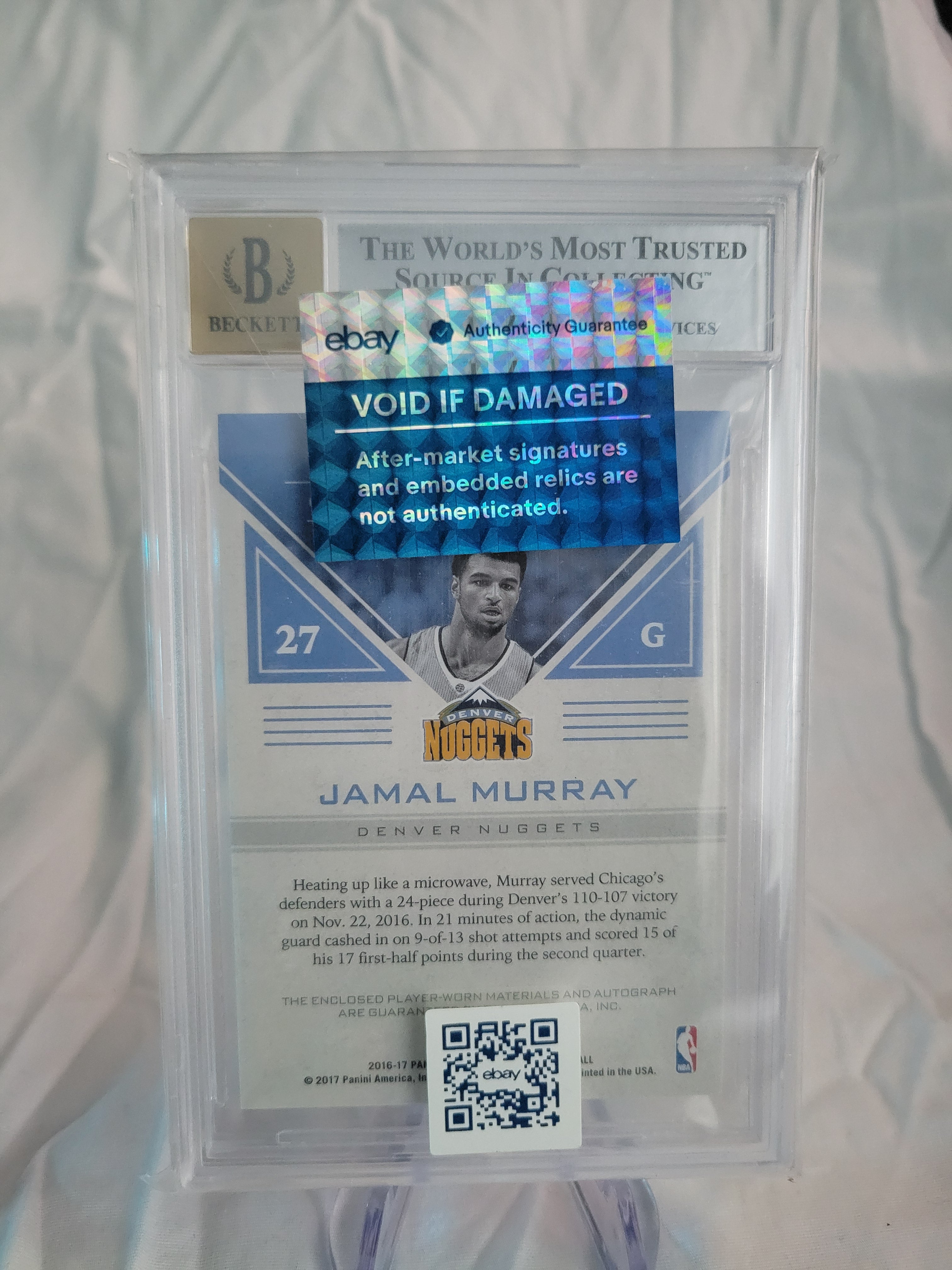 2016-17 Panin Grand Reserve Jamal Murray Jersey Auto 34/99 BGS 8.5/10