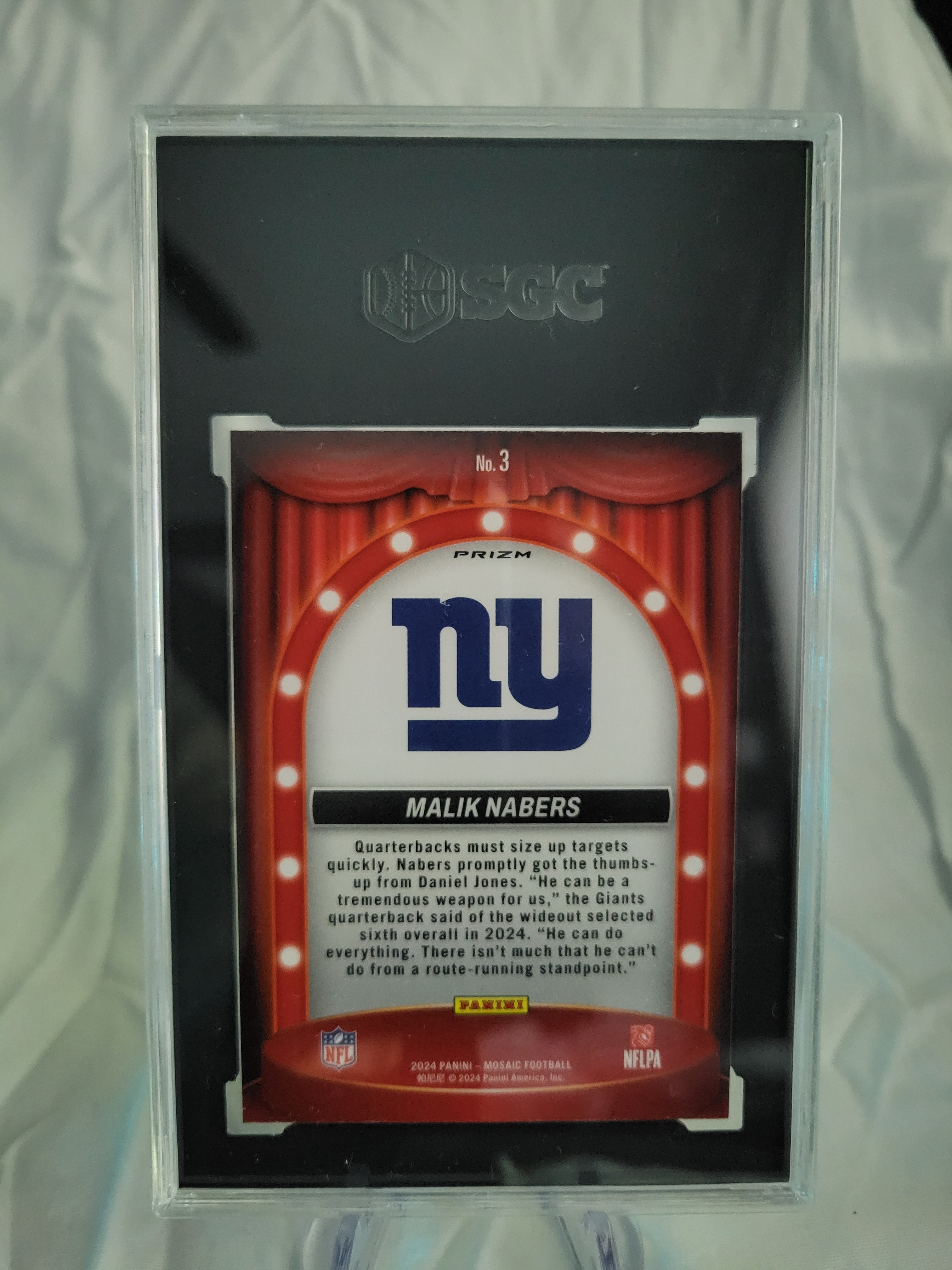 2024 Panini Mosaic Malik Nabers Center Stage Mosaic Prizm SGC 10