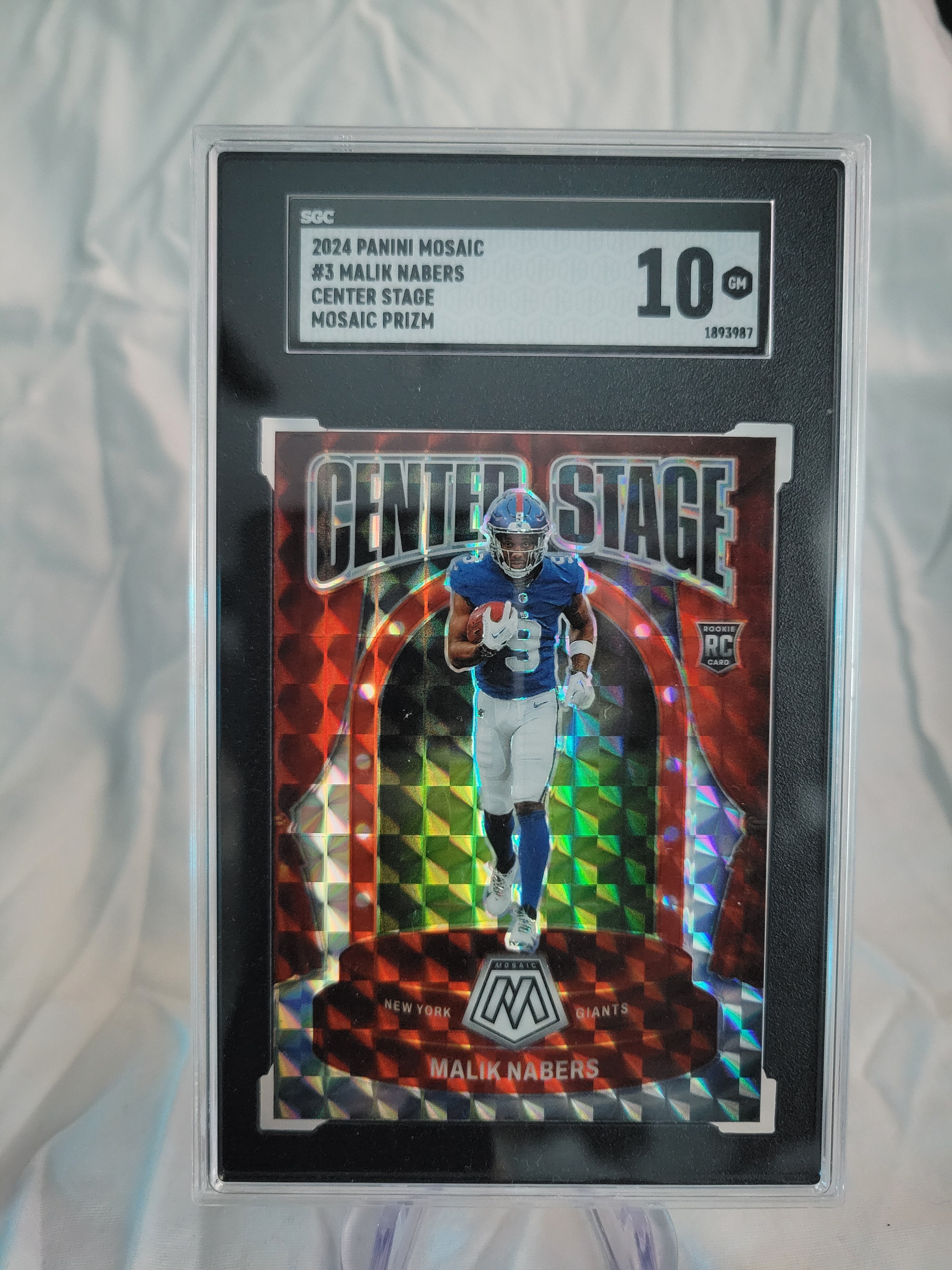 2024 Panini Mosaic Malik Nabers Center Stage Mosaic Prizm SGC 10