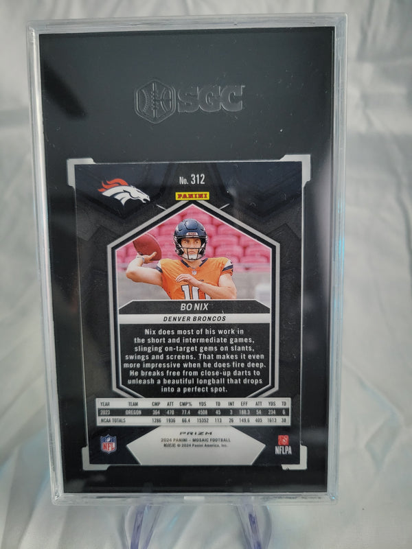 2024 Panini Mosaic Bo Nix Silver Prizm SGC 9