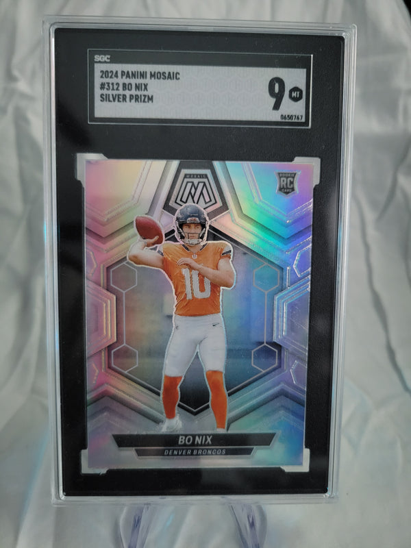 2024 Panini Mosaic Bo Nix Silver Prizm SGC 9