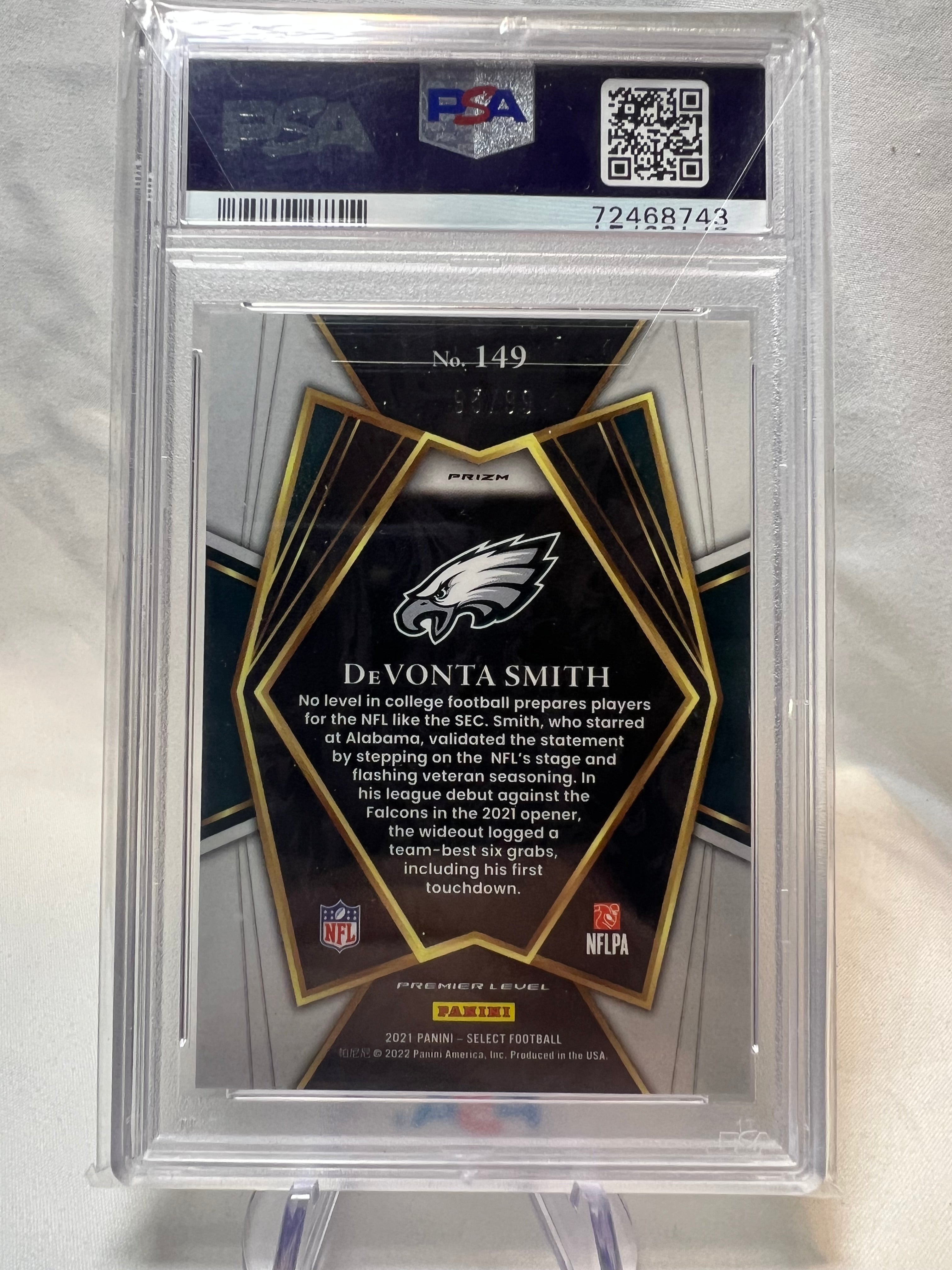 2021 Panini Select Devonta Smith Light Blue Prizm /99 PSA 10
