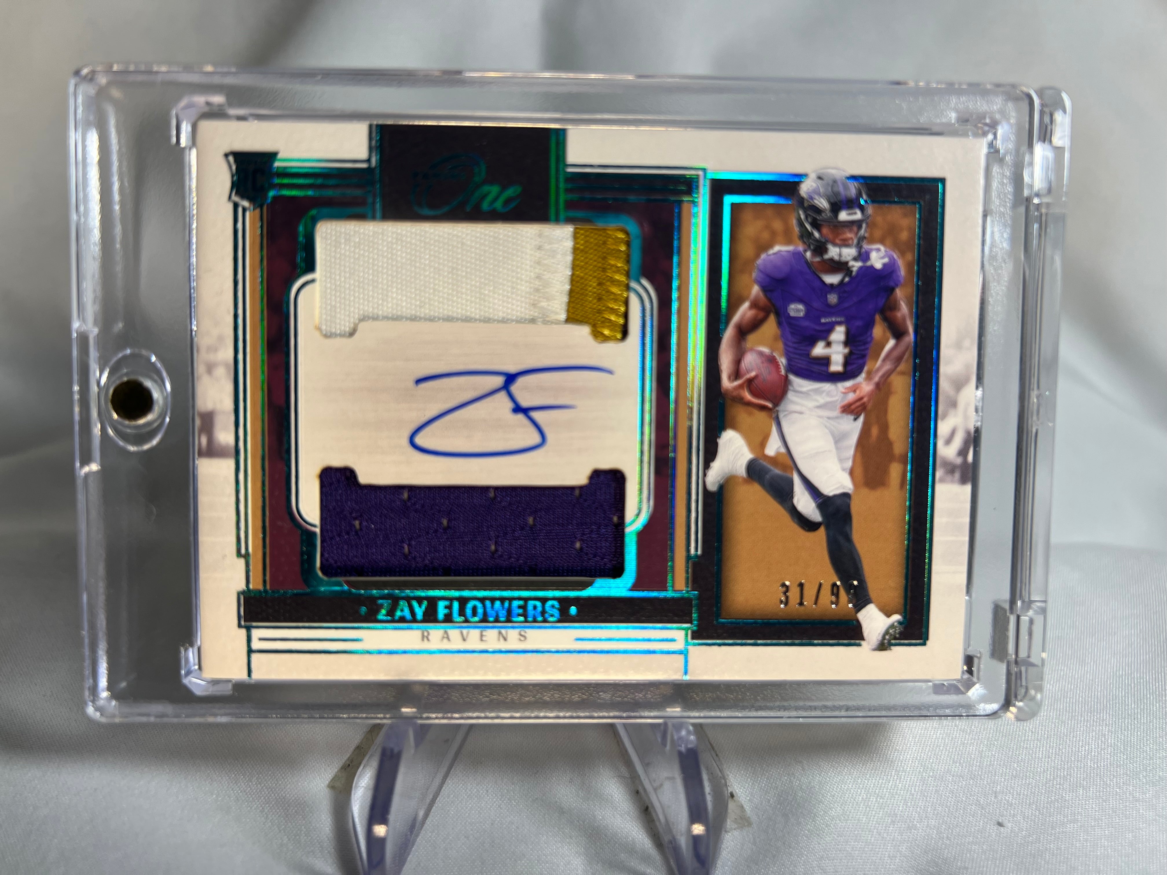 2023 Panini One Zay Flowers Rookie Tri Color Patch Auto /99