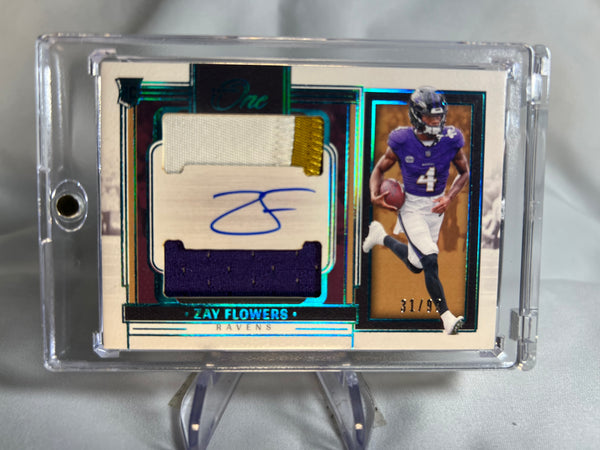 2023 Panini One Zay Flowers Rookie Tri Color Patch Auto /99