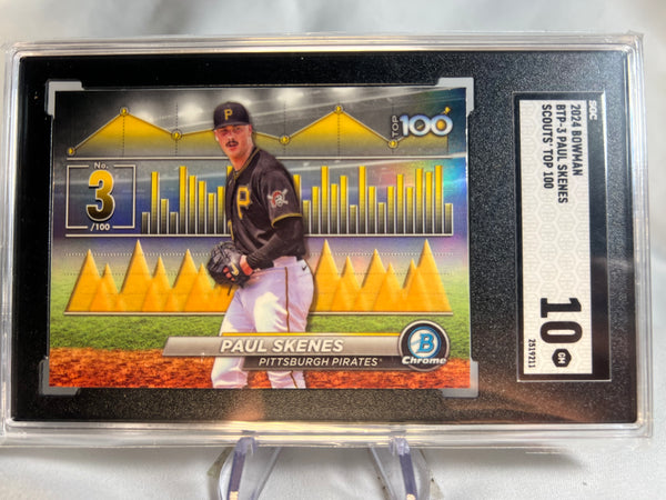 2024 Bowman Chrome Paul Skenes Scouts Top 100 Rookie Card SGC 10 Gem Mint