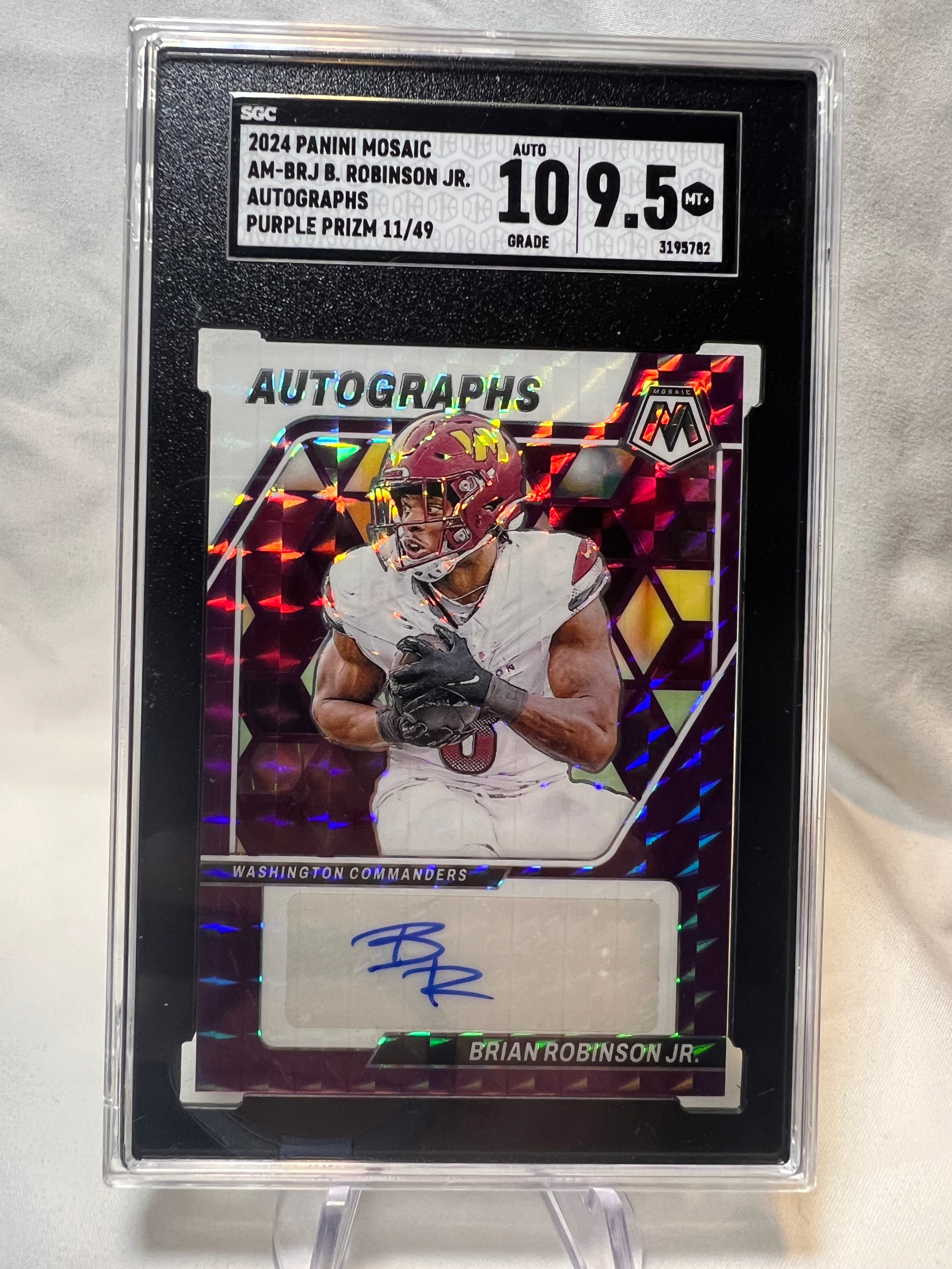 2024 Panini Mosaic Brian Robinson Jr Autographs Purple Prizm /49 SGC 10