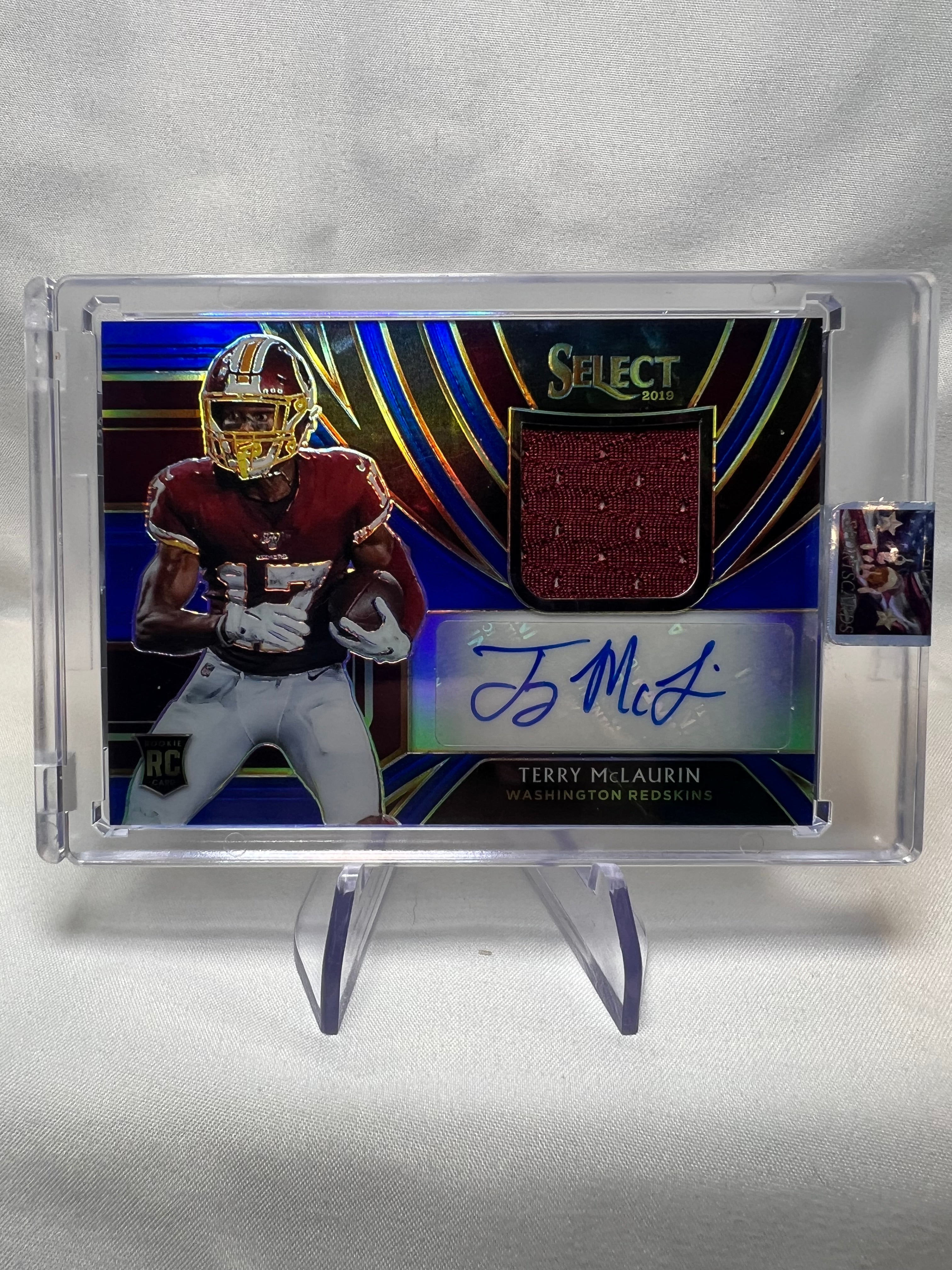 2019 Panini Select Terry McLaurin Rookie Patch Auto Blue Prizm /75  Commanders