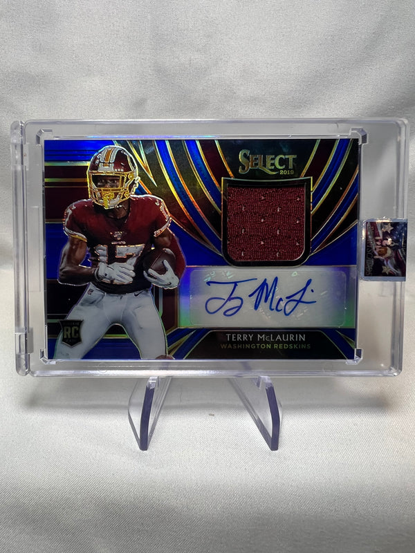 2019 Panini Select Terry McLaurin Rookie Patch Auto Blue Prizm /75  Commanders