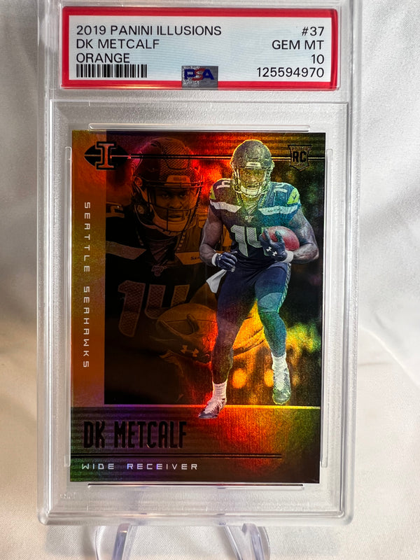 2019 Panini Illusions DK Metcalf Orange RC PSA 10  Seahawks