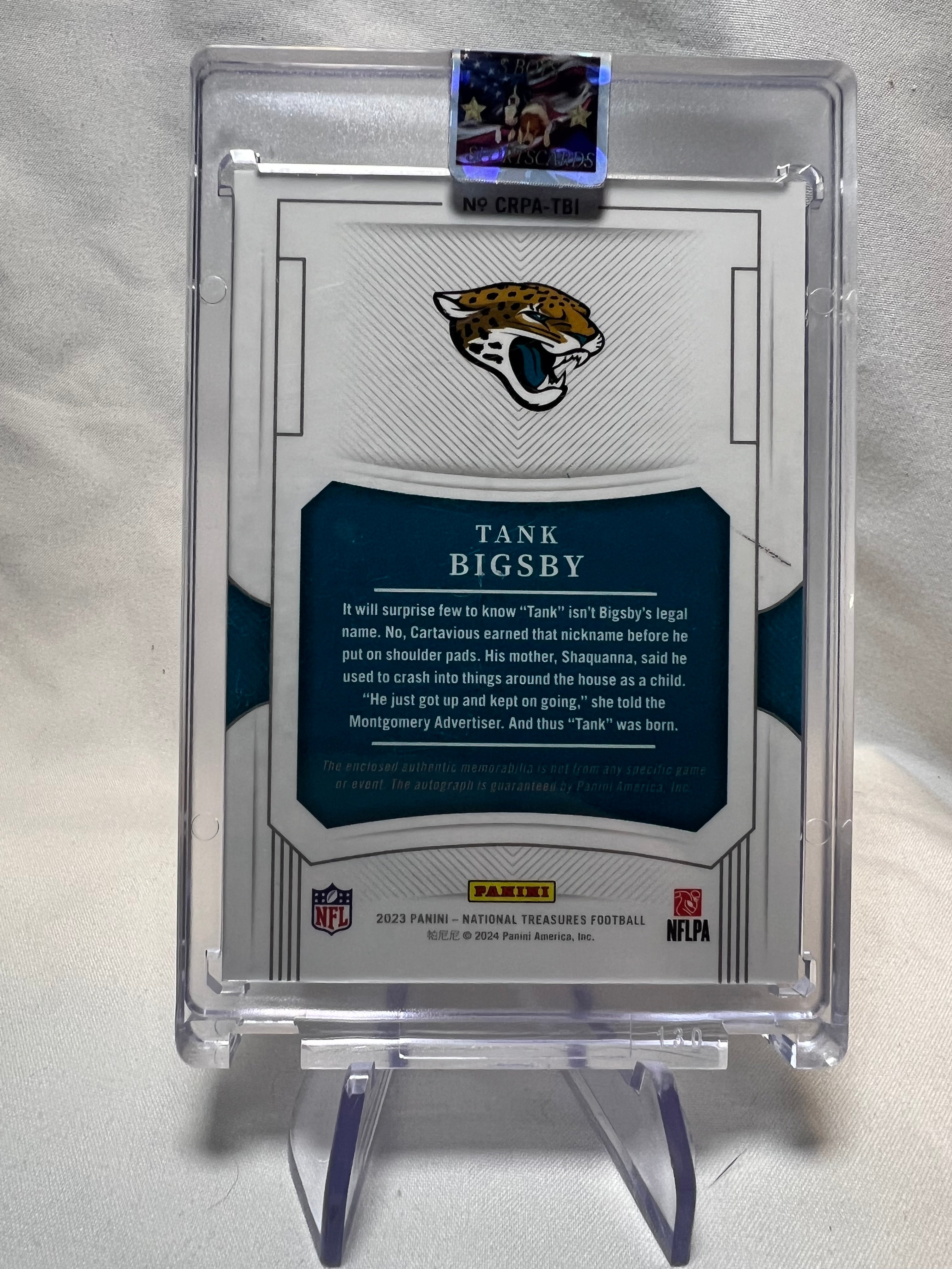 2023 National Treasures Tank Bigsby RPA, RC-Patch-Autograph /99