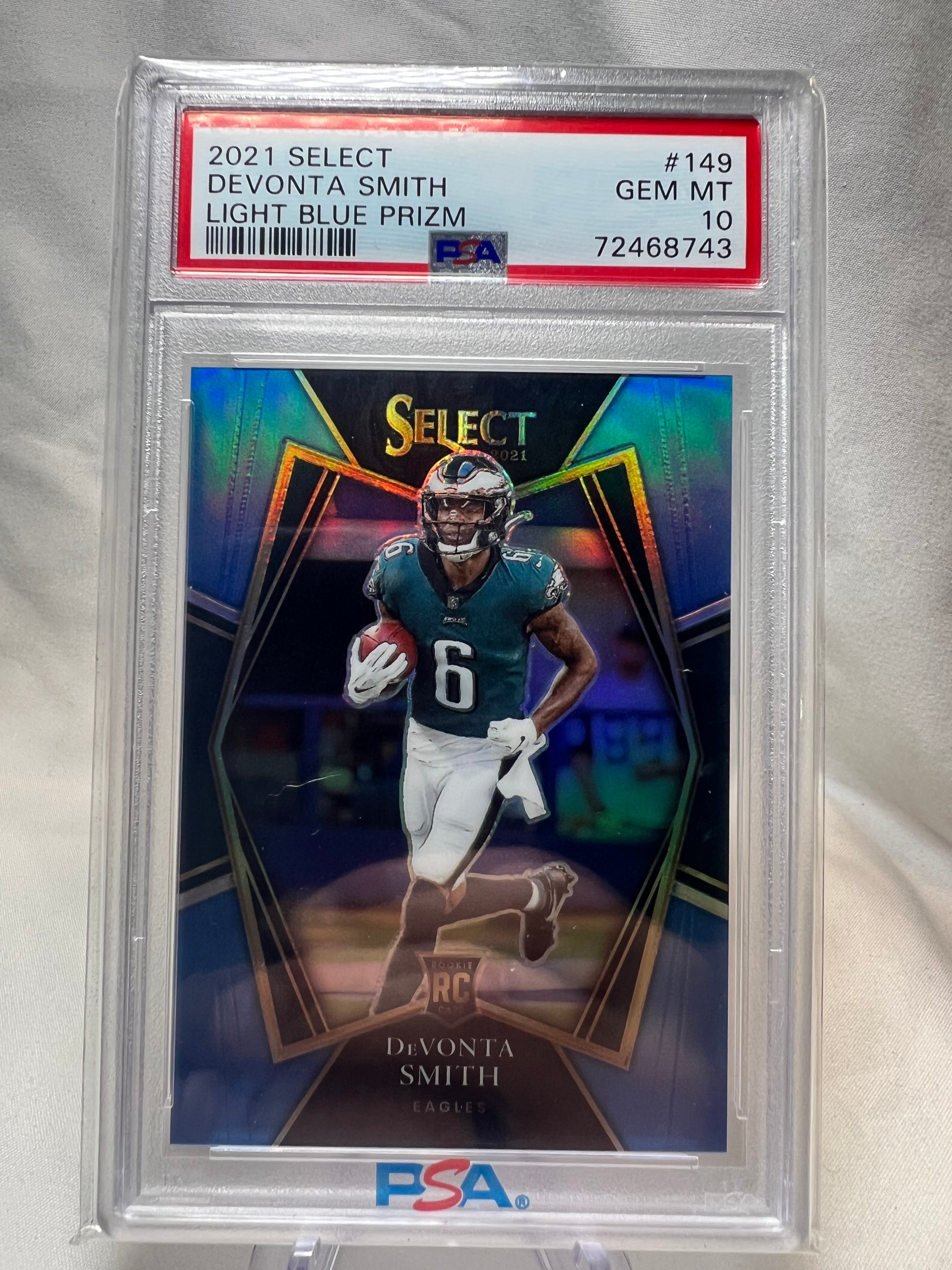 2021 Panini Select Devonta Smith Light Blue Prizm /99 PSA 10