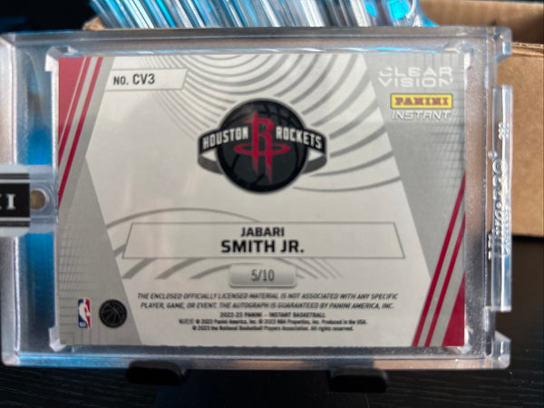 2022-23 Panini Instant Jabari Smith Jr. RPA Clear Vision Patch Auto /10 Sealed  Rockets