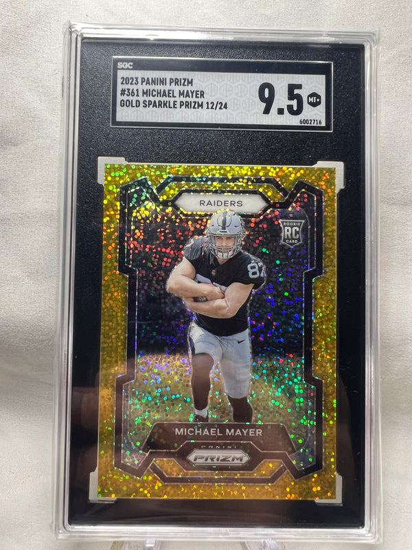 2023 Panini Prizm Michael Mayer Gold Sparkle Rookie Card /24 SGC 9.5.
