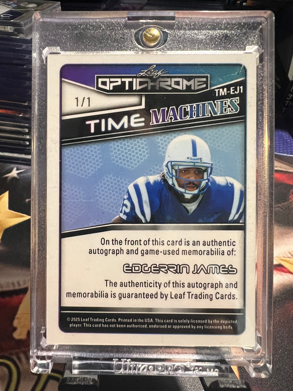 2025 Leaf Optichrome Football Edgerrin James Red Shimmer Patch and Auto 1/1