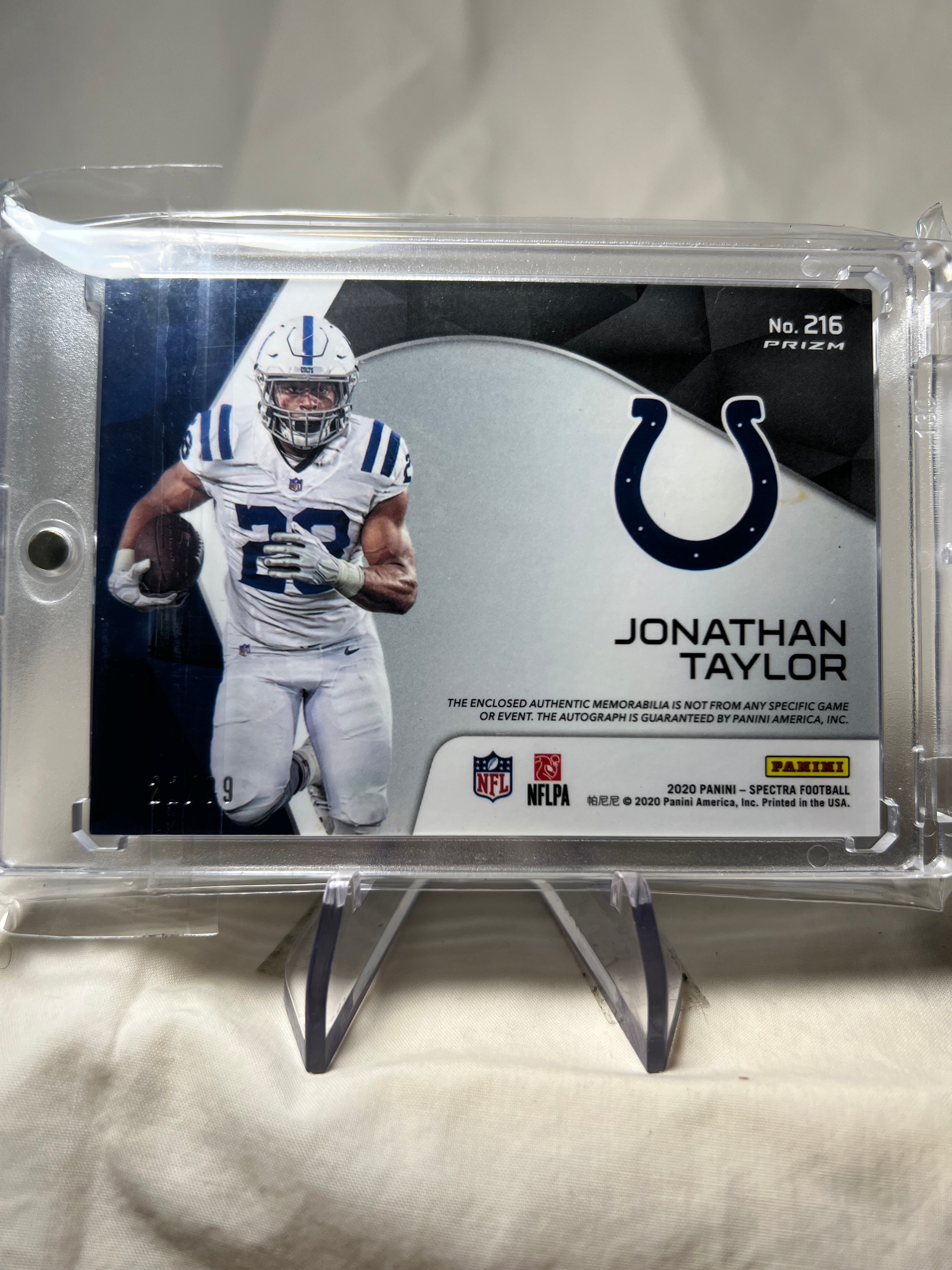 2020 Panini Spectra Johnathan Taylor Rookie Patch Auto /99  Colts