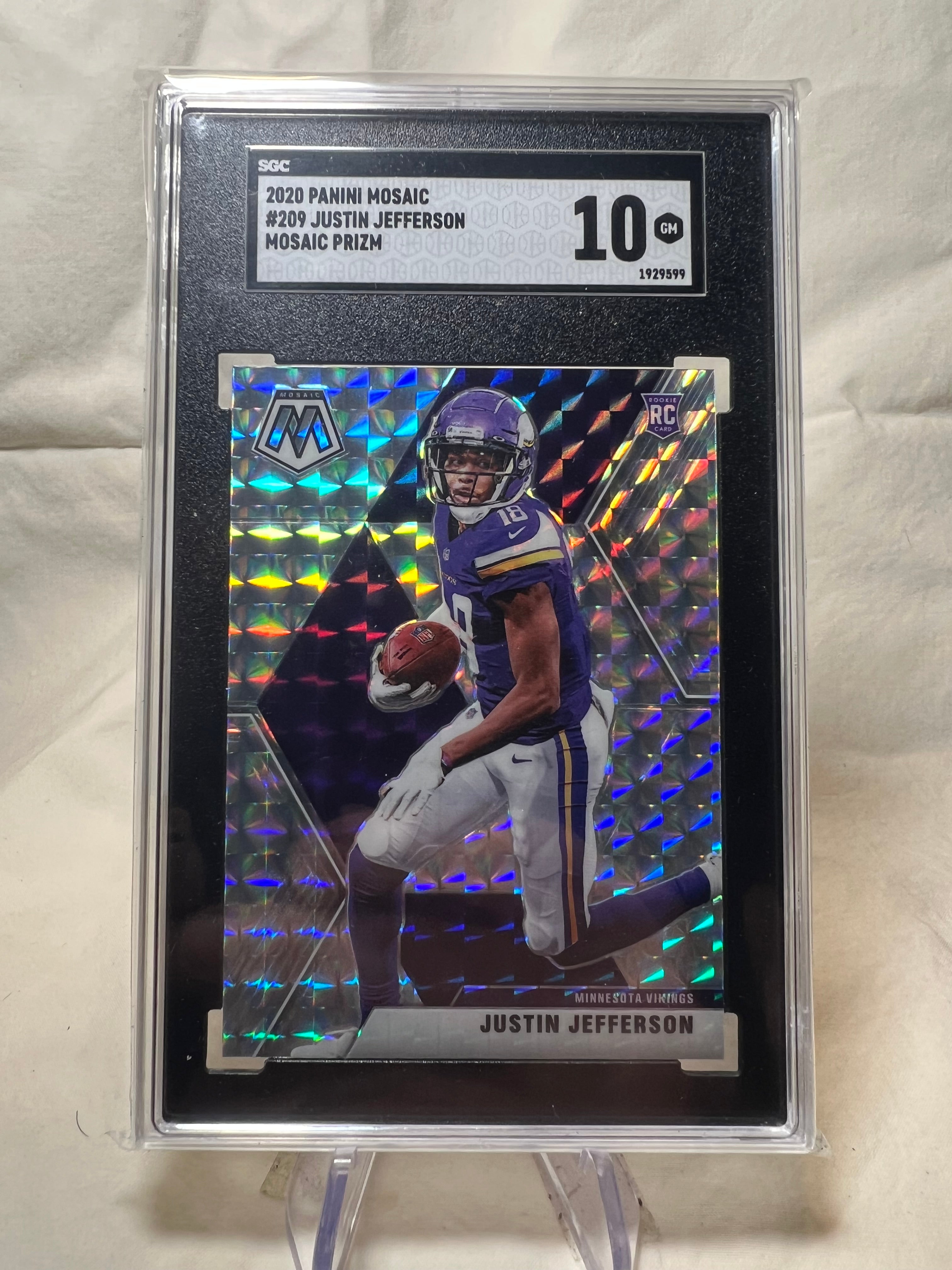 2020 Panini Mosaic Justin Jefferson Mosaic Prizm Rookie Card SGC 10  Vikings