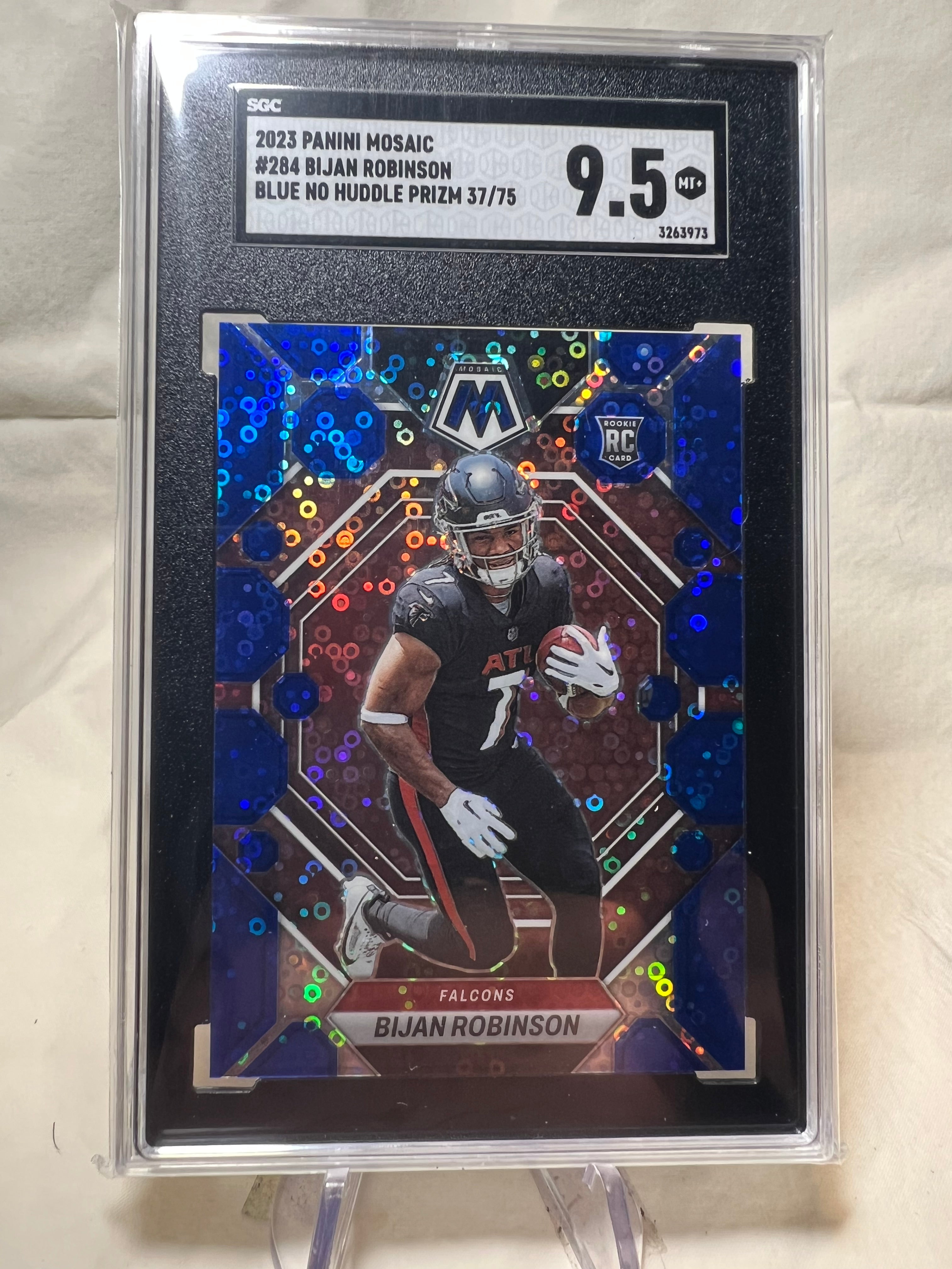 2023 Panini Mosaic Bijan Robinson Blue No Huddle Prizm /75 SGC 9.5  Falcons