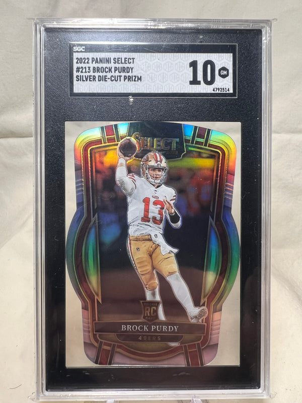 2022 Panini Select Brock Purdy Silver Die Cut Rookie Card SGC 10