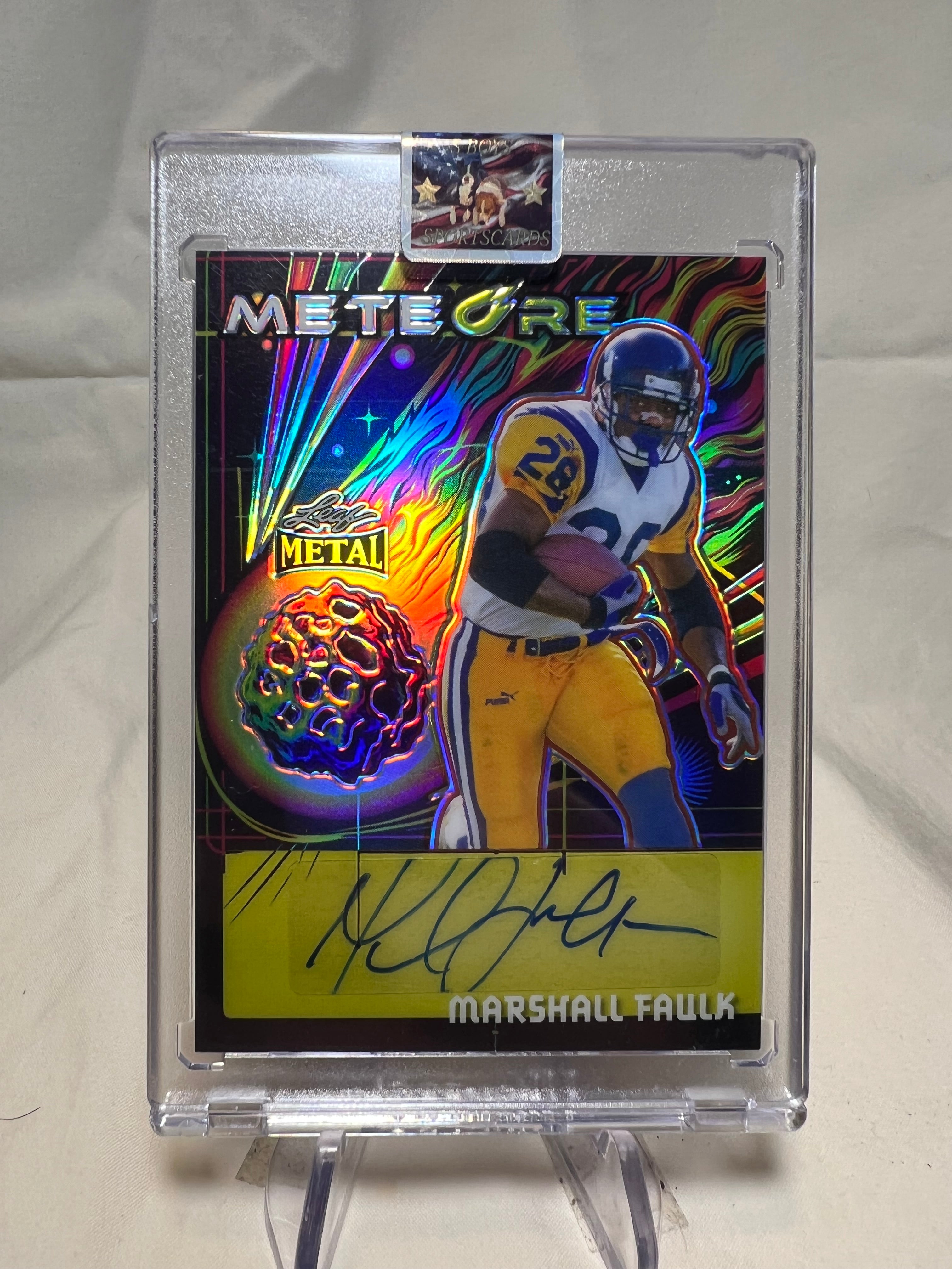 2023 Leaf Metal Marshall Faulk Gold Meteore Auto /10  Rams