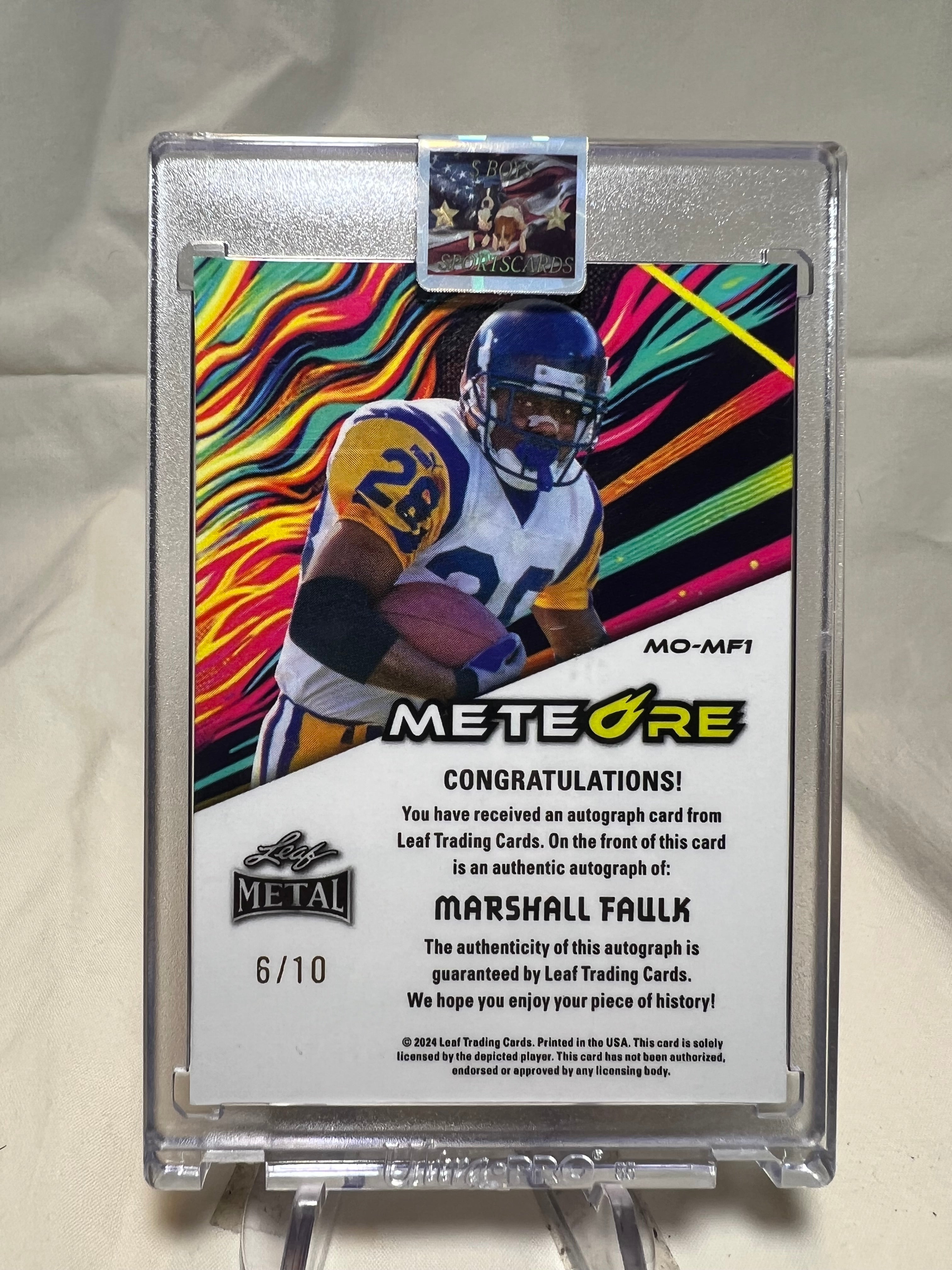 2023 Leaf Metal Marshall Faulk Gold Meteore Auto /10  Rams