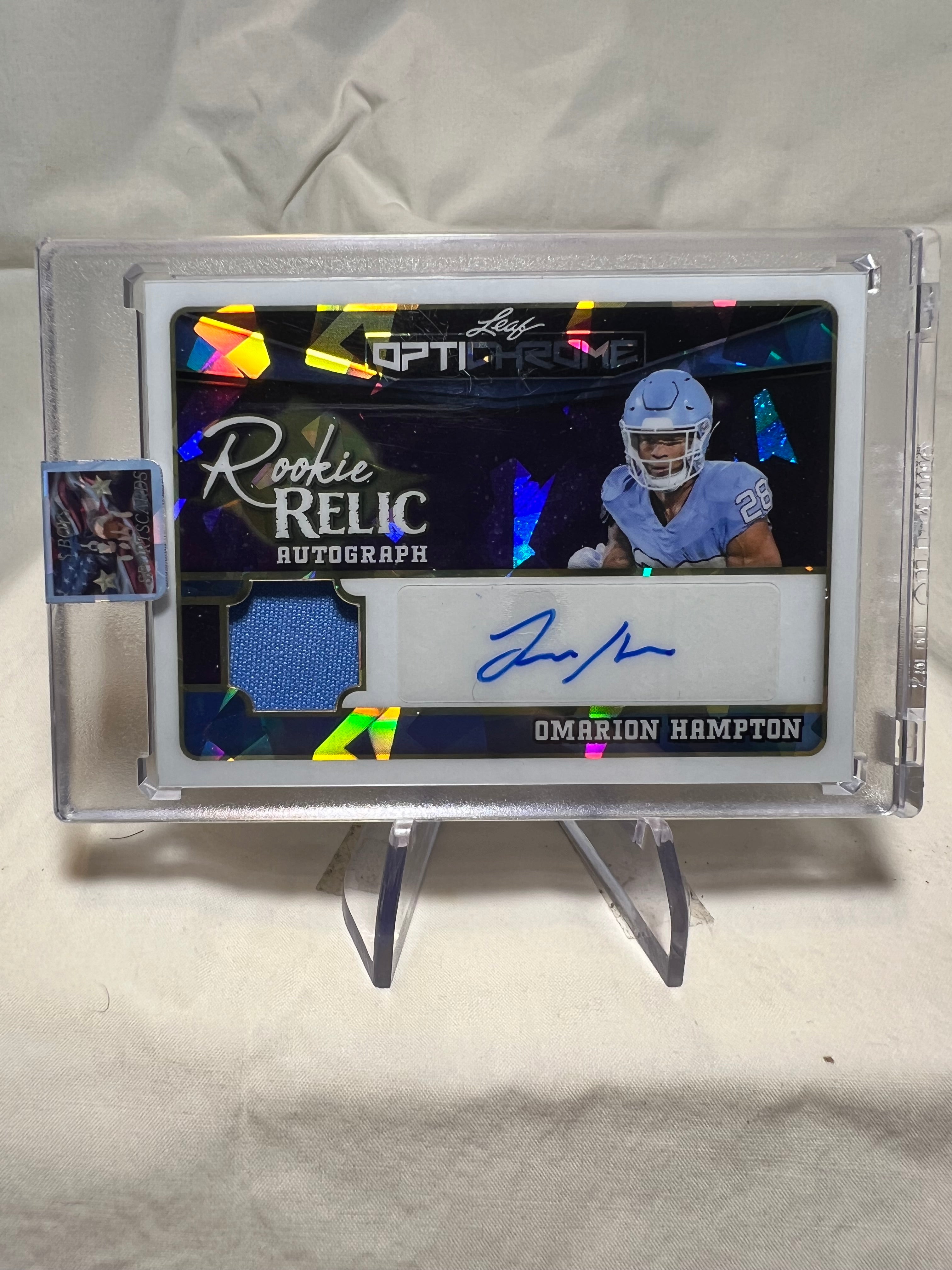 2025 Leaf Optichrome Omarion Hampton Rookie Relic Autograph /7  Chargers