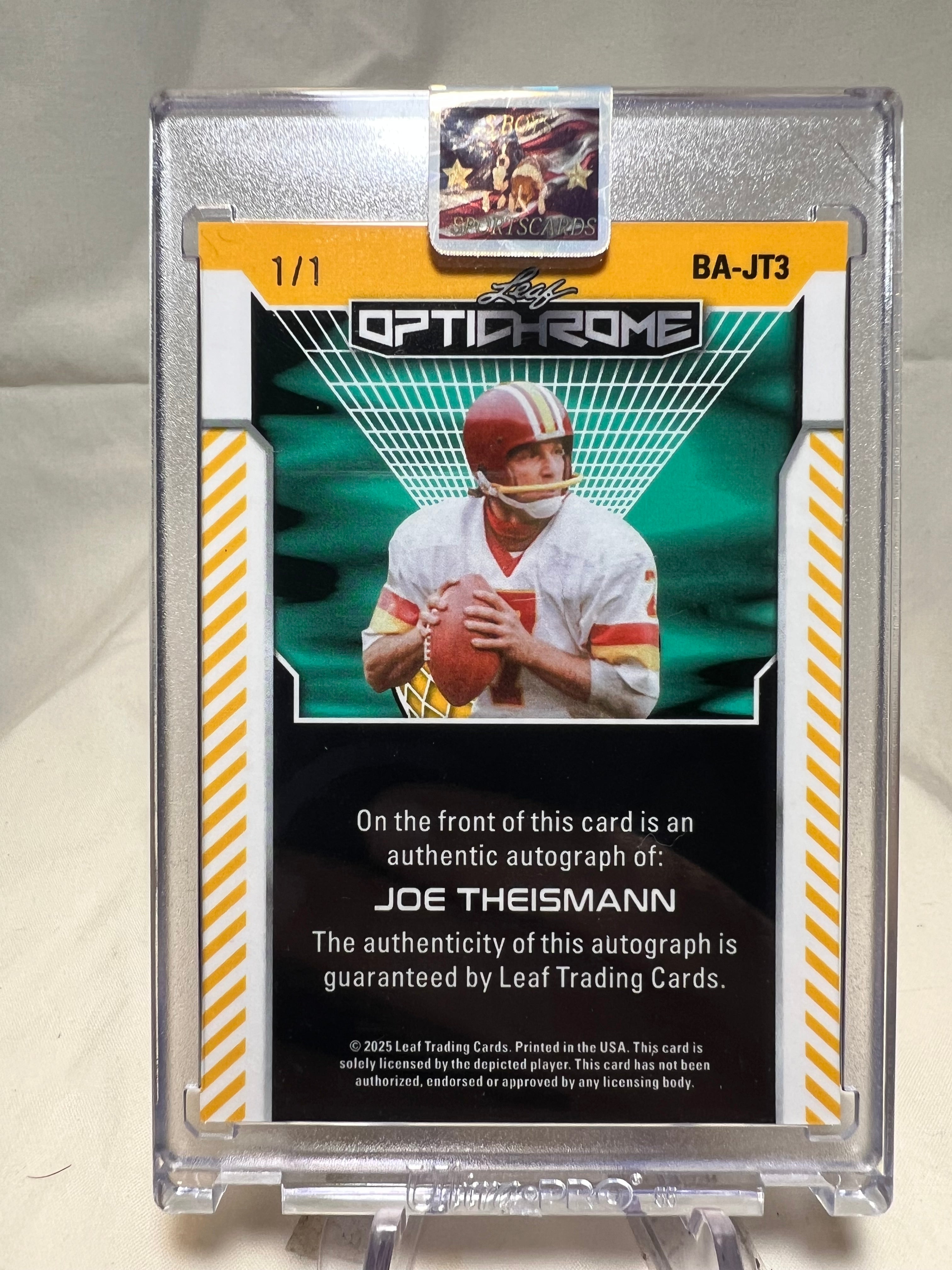 2025 Leaf Optichrome Joe Theismann Auto 1/1  Commanders