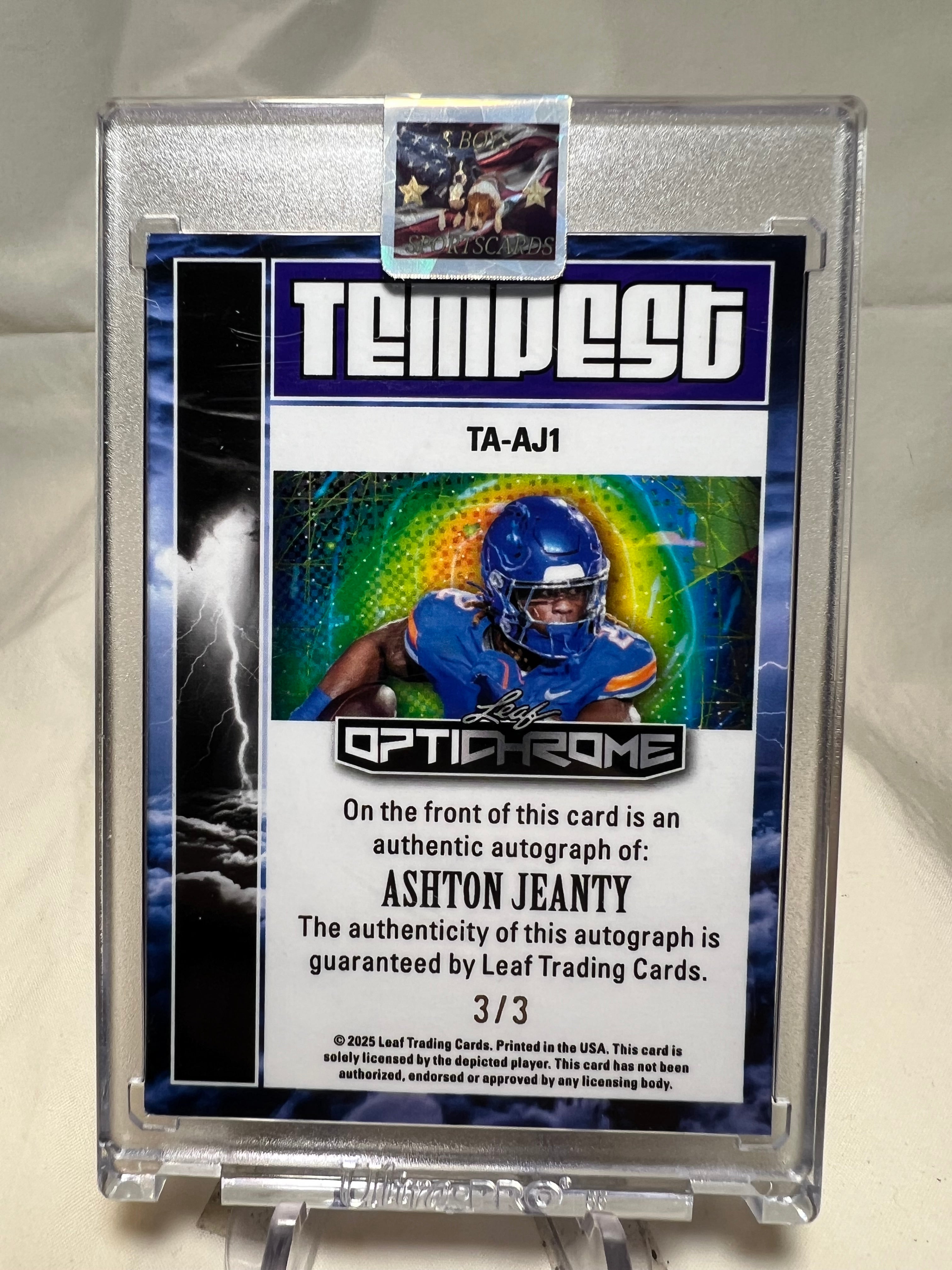 2025 Leaf Optichrome Ashton Jeanty Tempest Auto 3/3  Raiders