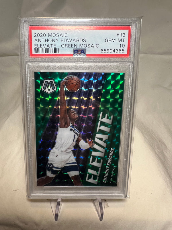 2020 Panini Mosaic Anthony Edwards Elevate Green Mosaic Rookie Card PSA 10