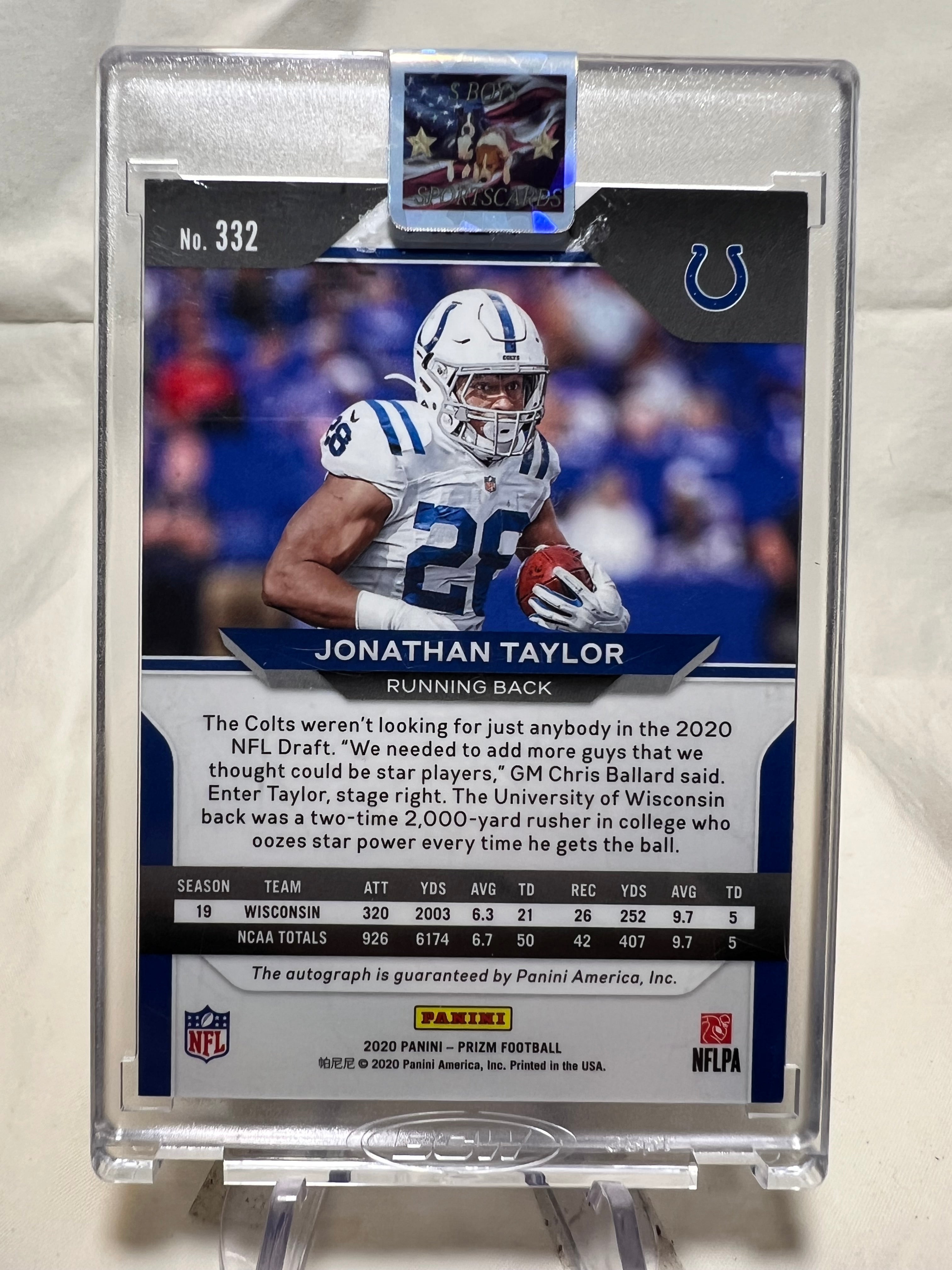 2020 Panini Prizm Jonathan Taylor Silver Auto Rookie Card  Colts