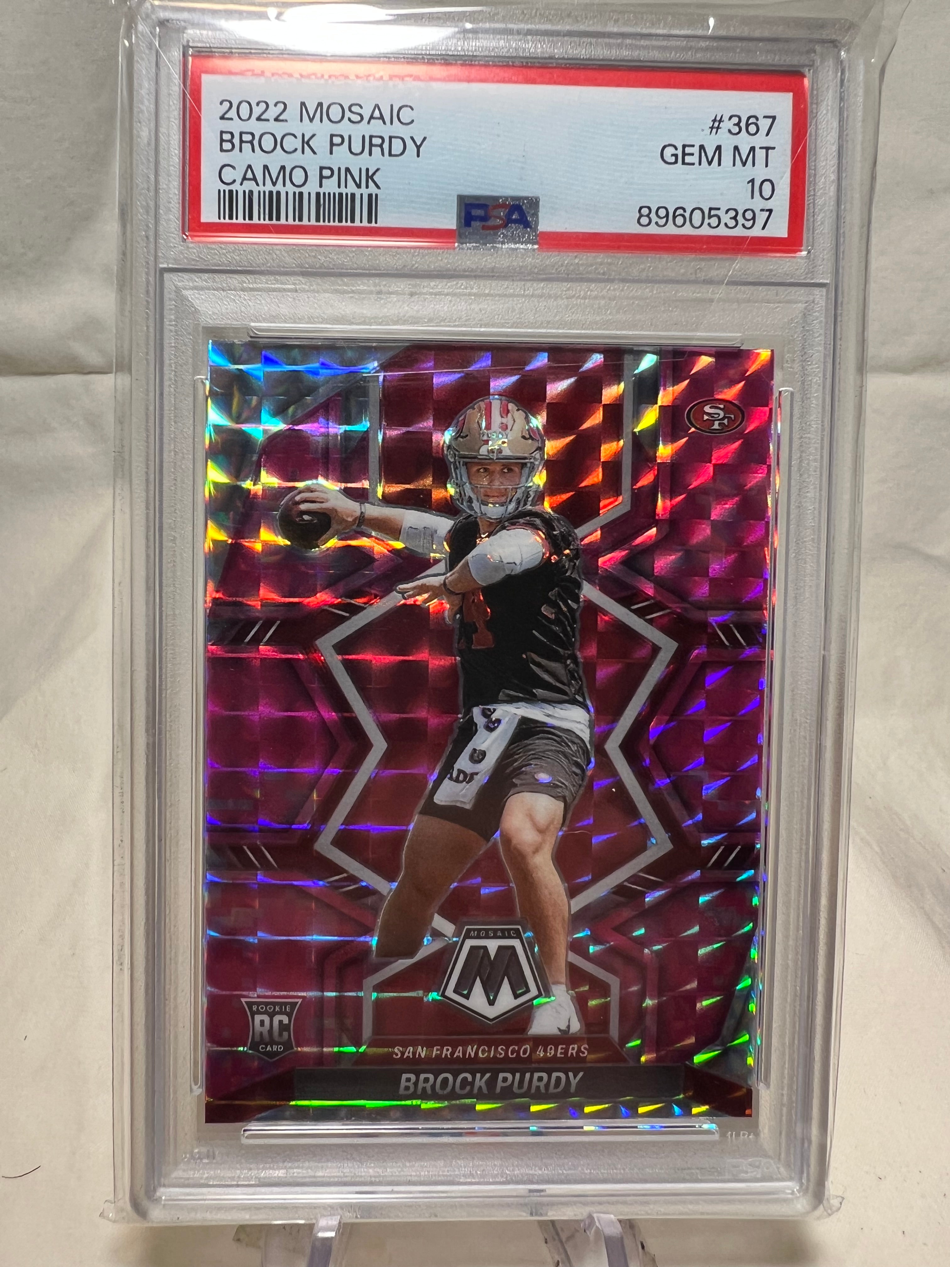 2022 Panini Mosaic Brock Purdy Camo Pink Rookie Card PSA 10  49ers