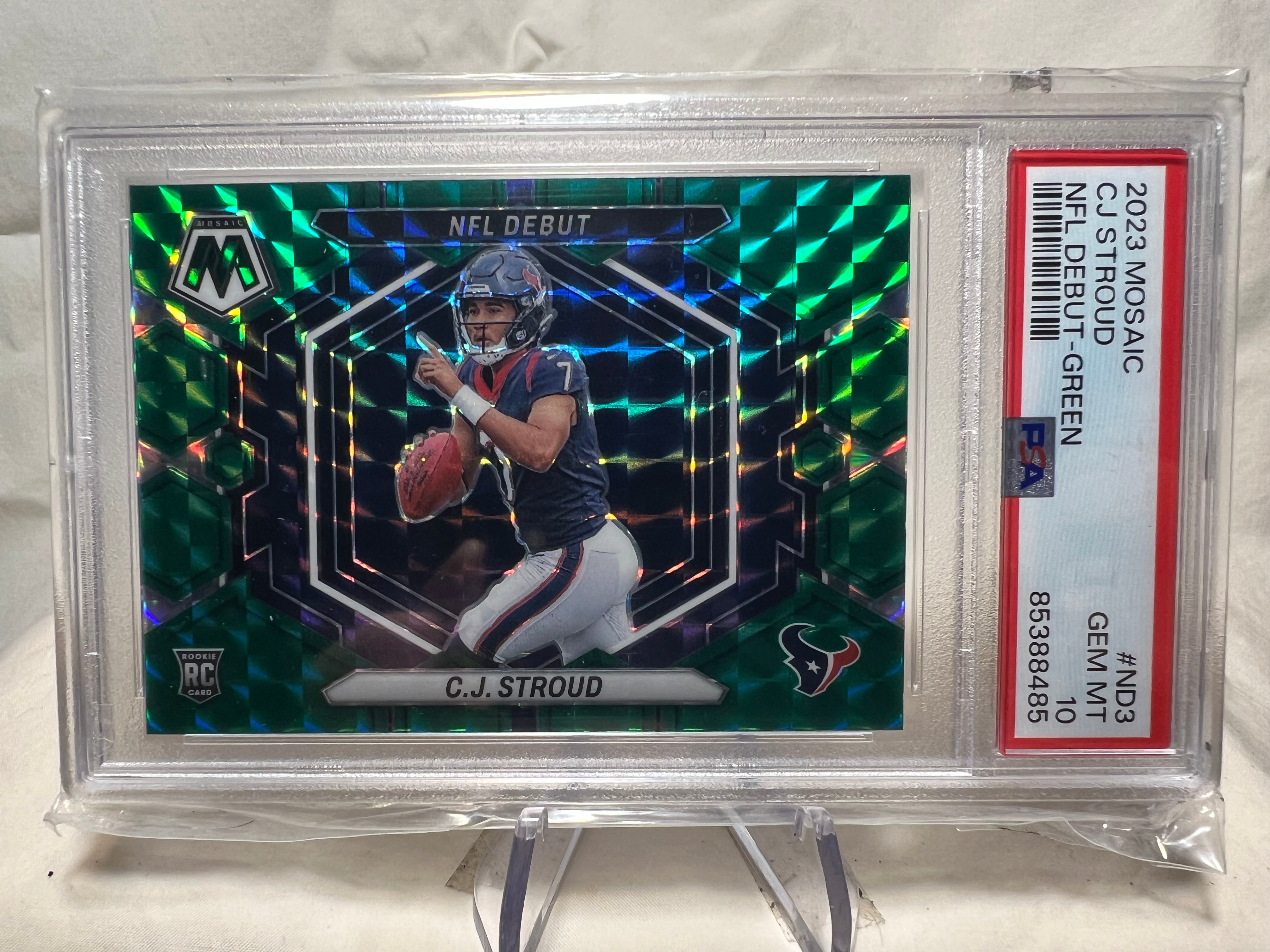 2023 Panini Mosaic CJ Stroud NFL Debut Green PSA 10  Texans