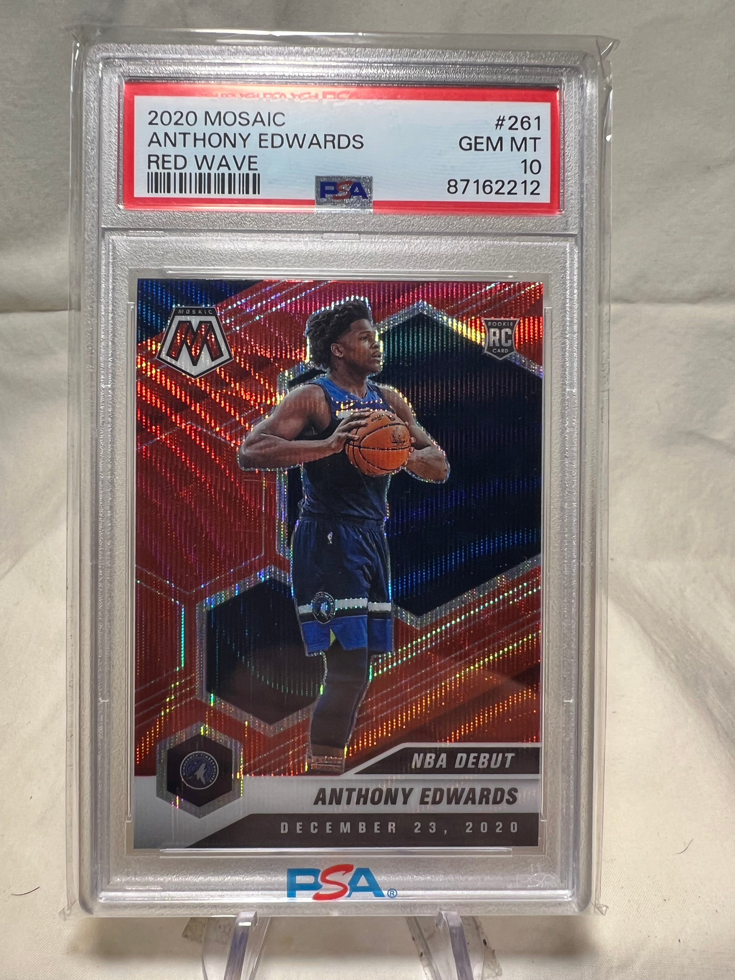 2020 Panini Mosaic Anthony Edwards Nba Debut Red Wave Rookie Card PSA 10.