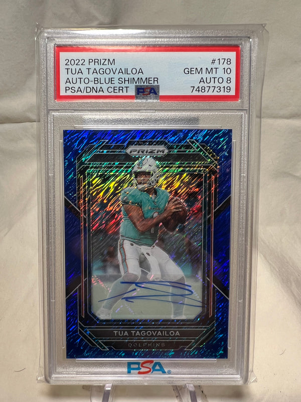 2022 Panini Prizm Tua Tagovailoa Auto Blue Shimmer PSA 10