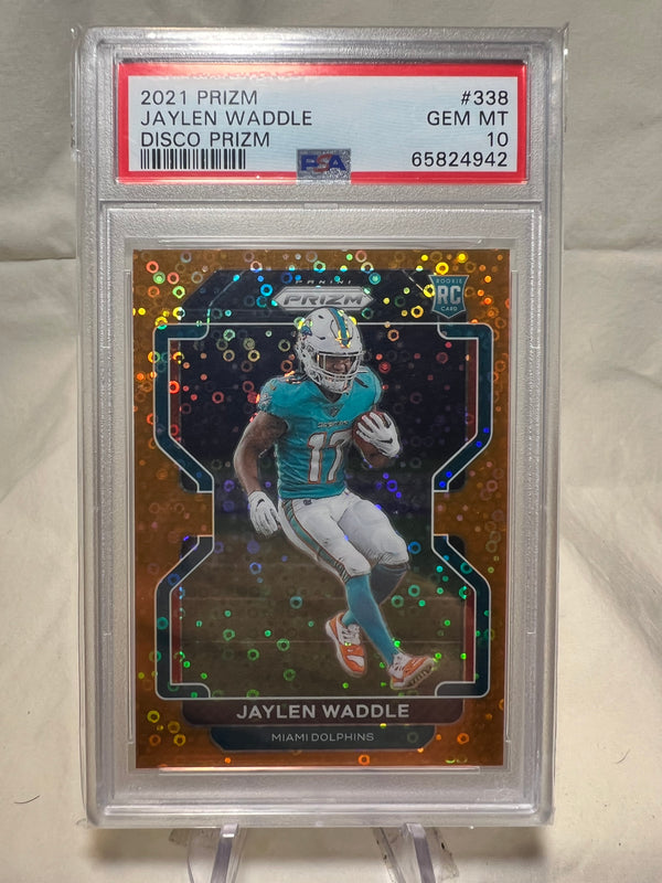 2021 Prizm Jaylen Waddle Disco Prizm Rookie Card PSA 10.