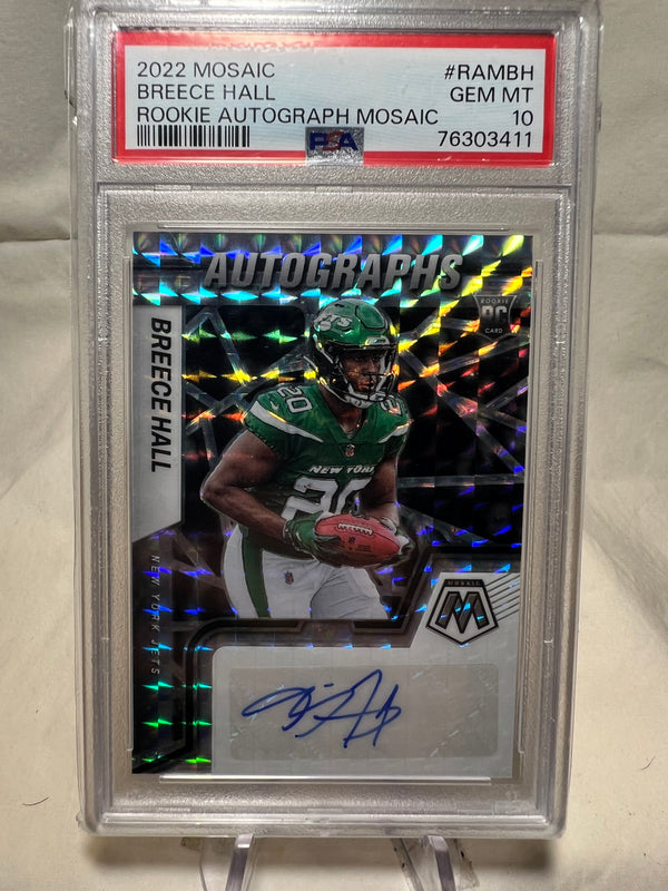 2022 Panini Mosaic Breece Hall Rookie Autograph Mosaic PSA 10.