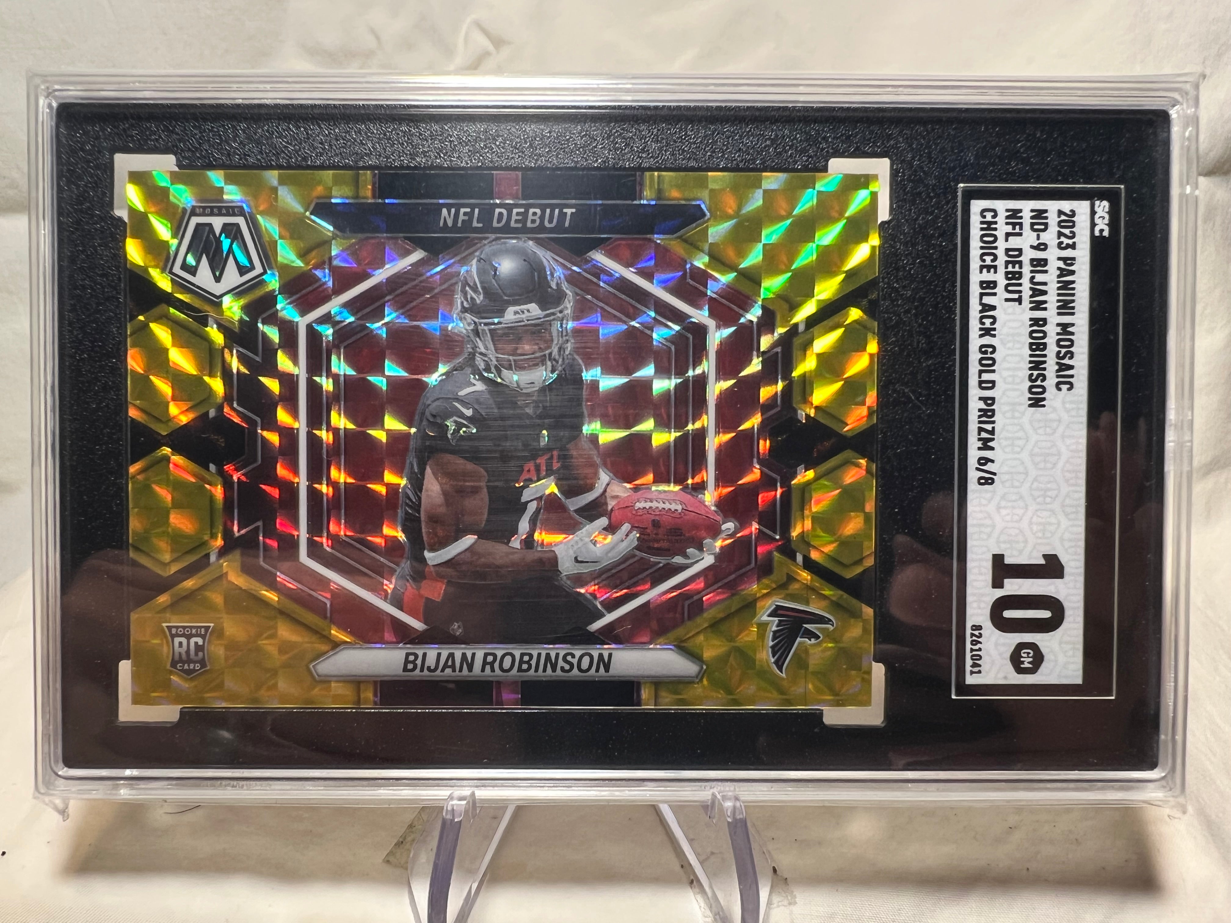 2023 Panini Nfl Debut Bijan Robinson Mosaic Choice Black Gold /8 SGC 10  Falcons
