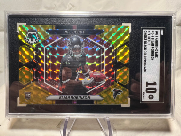 2023 Panini Nfl Debut Bijan Robinson Mosaic Choice Black Gold /8 SGC 10.