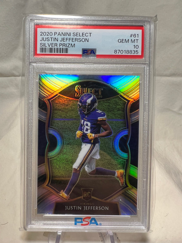2020 Panini Select Justin Jefferson Silver Prizm Rookie Card PSA 10.