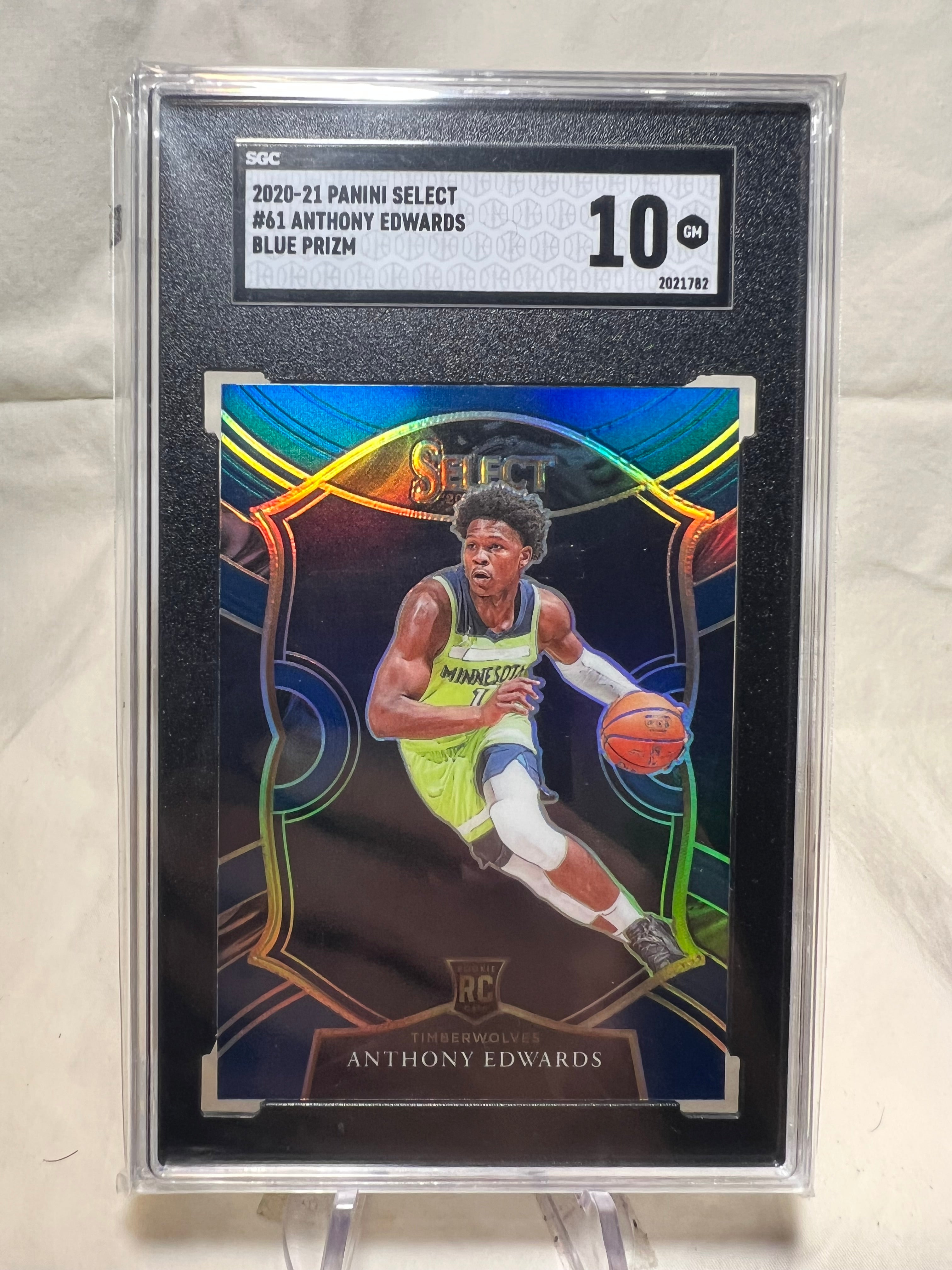 2020 Panini Select Anthony Edwards Blue Prizm Rookie Card SGC 10.