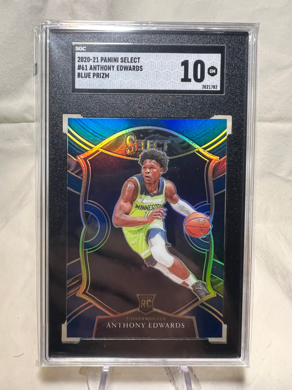2020 Panini Select Anthony Edwards Blue Prizm Rookie Card SGC 10.