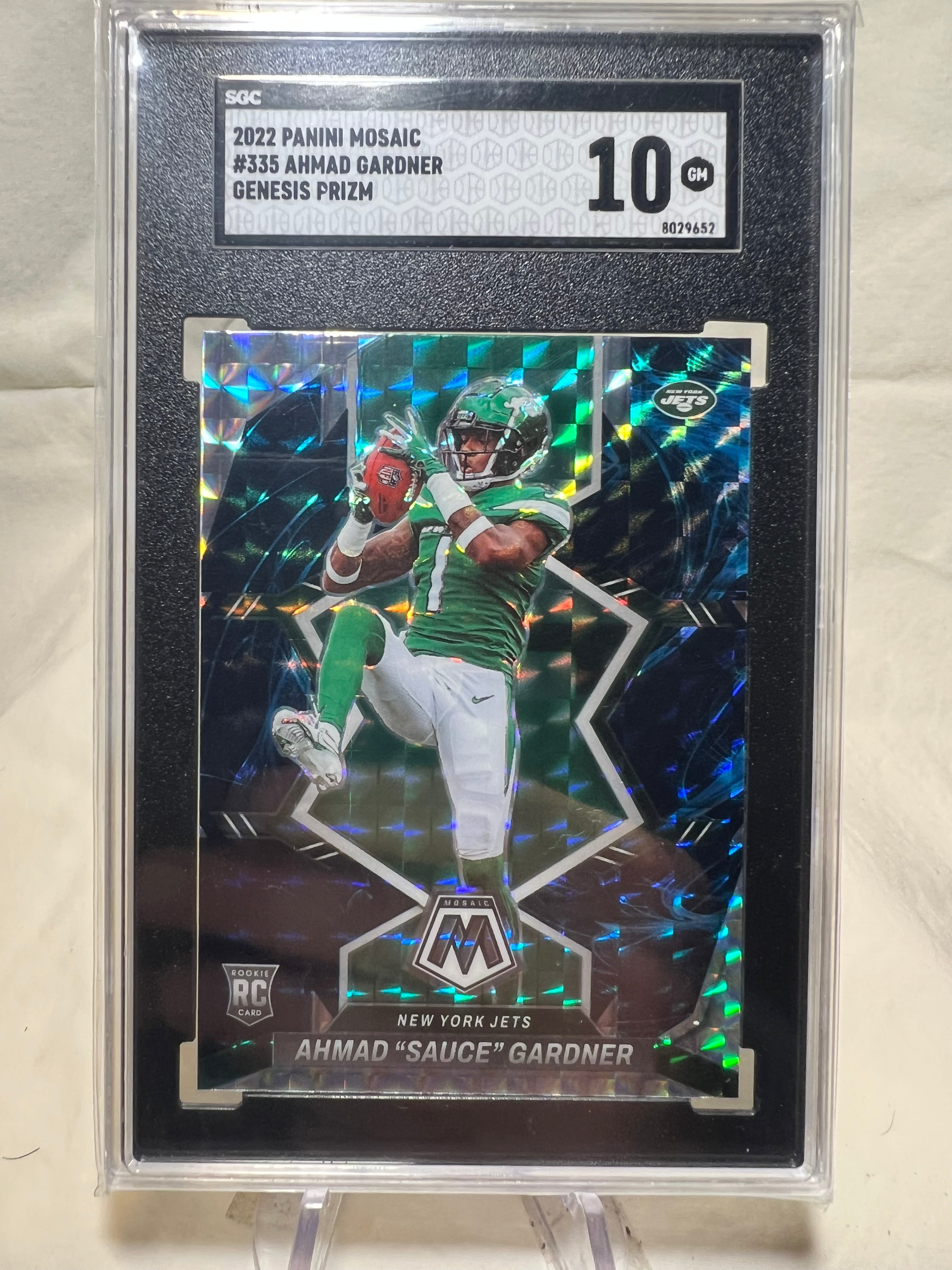 2022 Panini Mosaic Sauce Gardner Genesis Prizm Rookie Card SGC 10  Jets