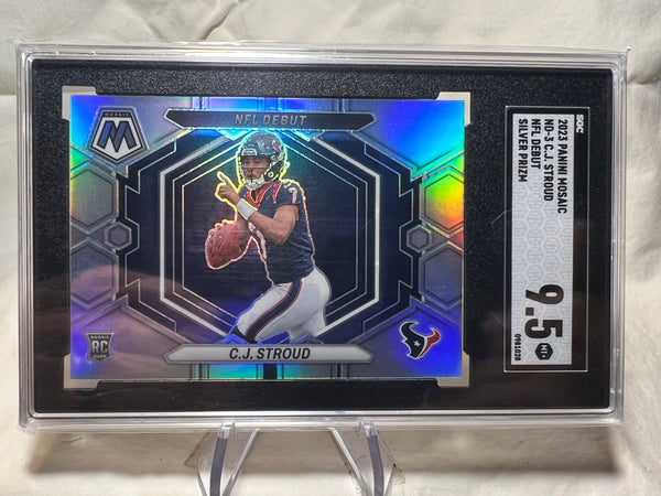 2023 Panini Mosaic Cj Stroud Nfl Debut Silver Prizm Rookie Card SGC 9.5.