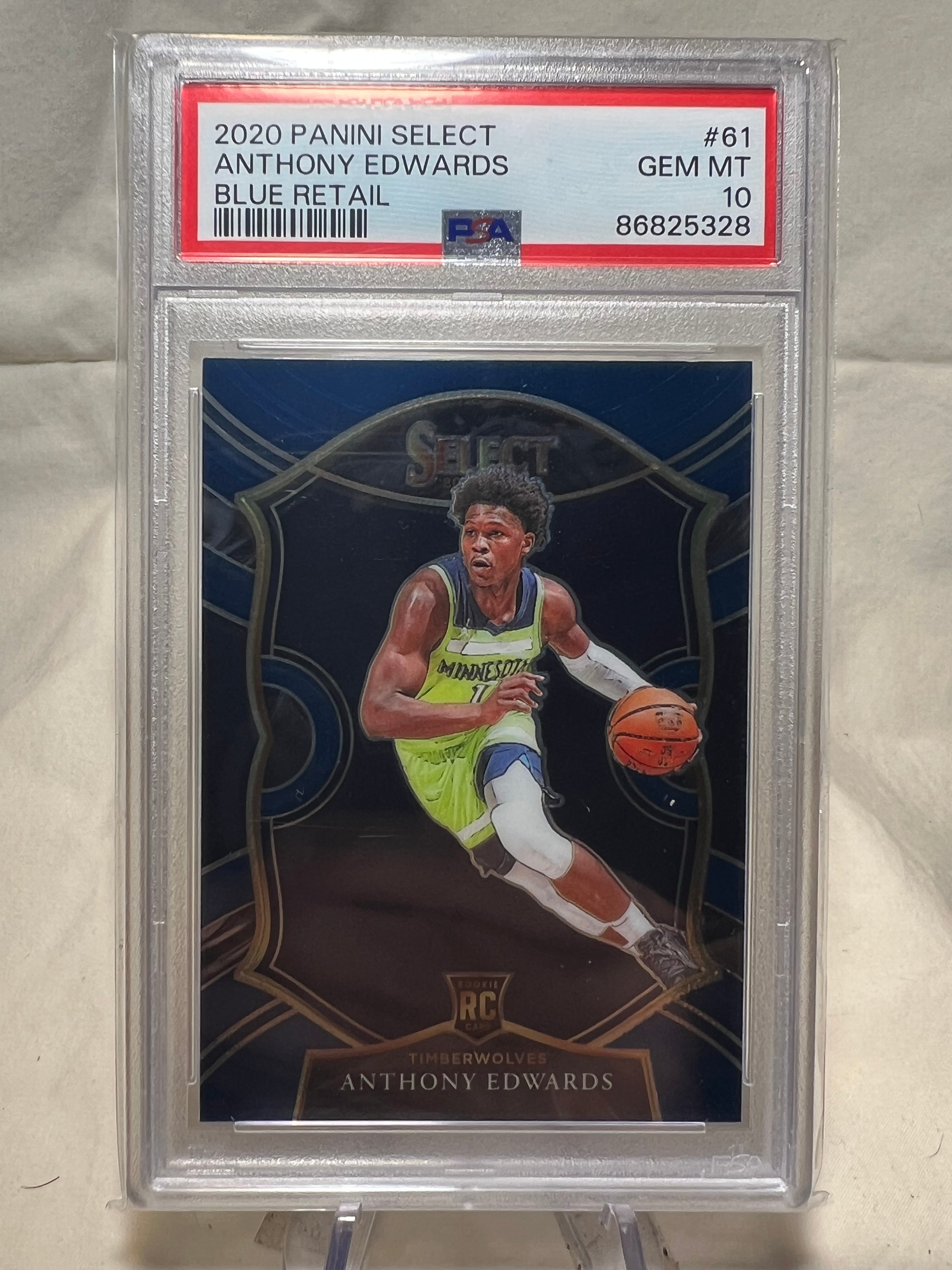 2020-21 Panini Select Anthony Edwards Blue Rookie Card PSA 10.
