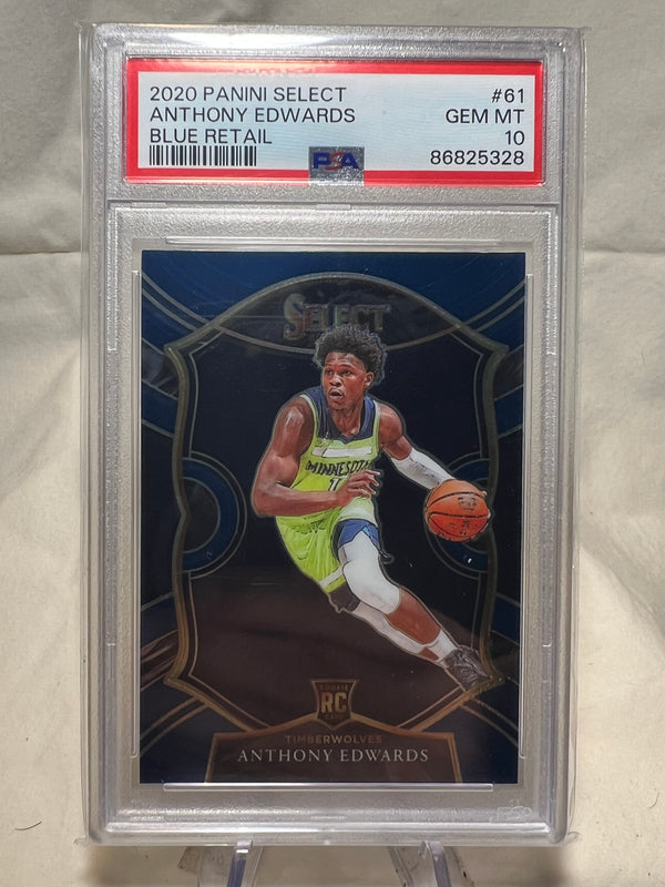 2020-21 Panini Select Anthony Edwards Blue Rookie Card PSA 10.